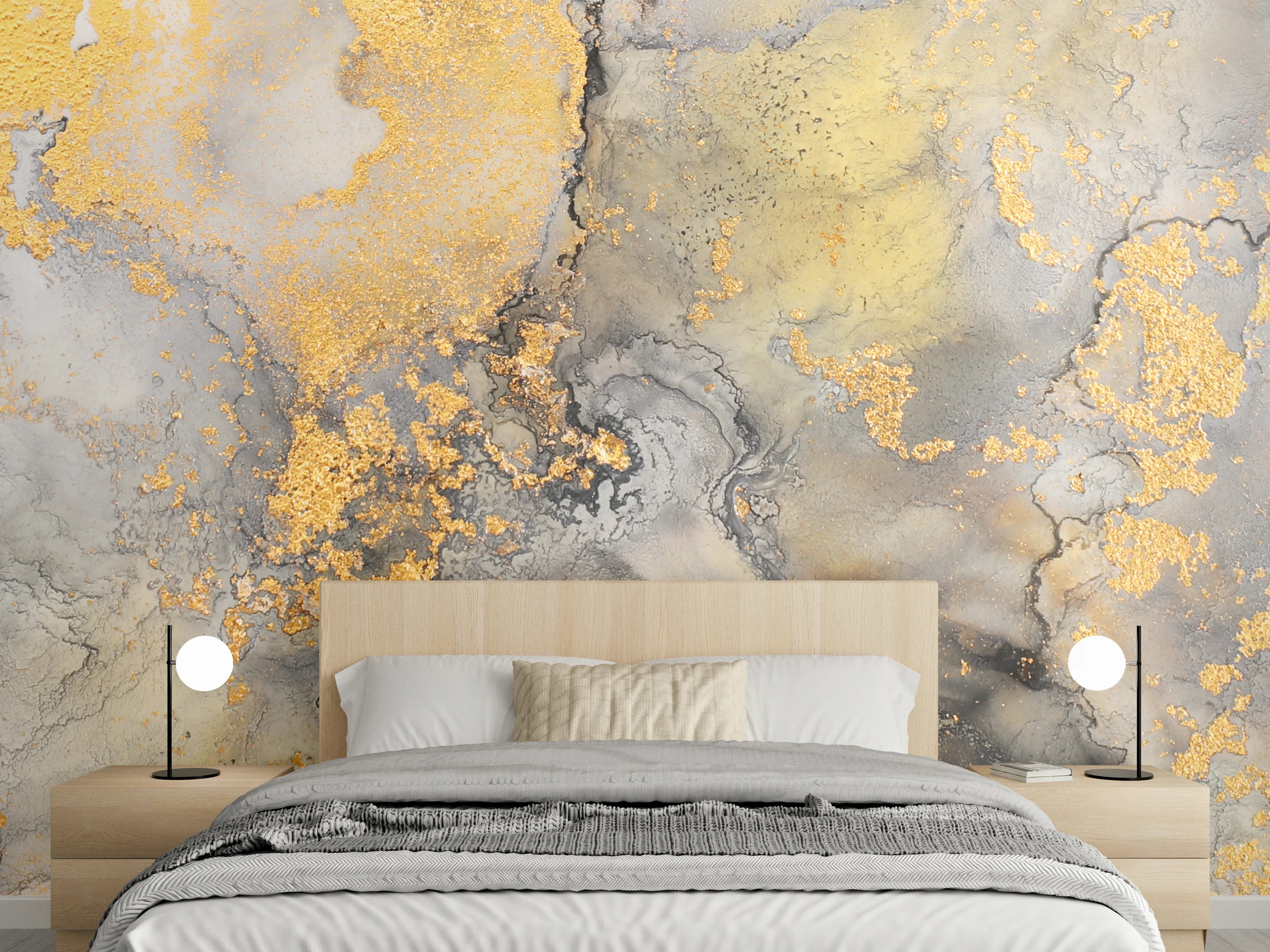 Wandverkleidung Schlafzimmer - Flüssigkunstmalerei mit Alkoholtinte