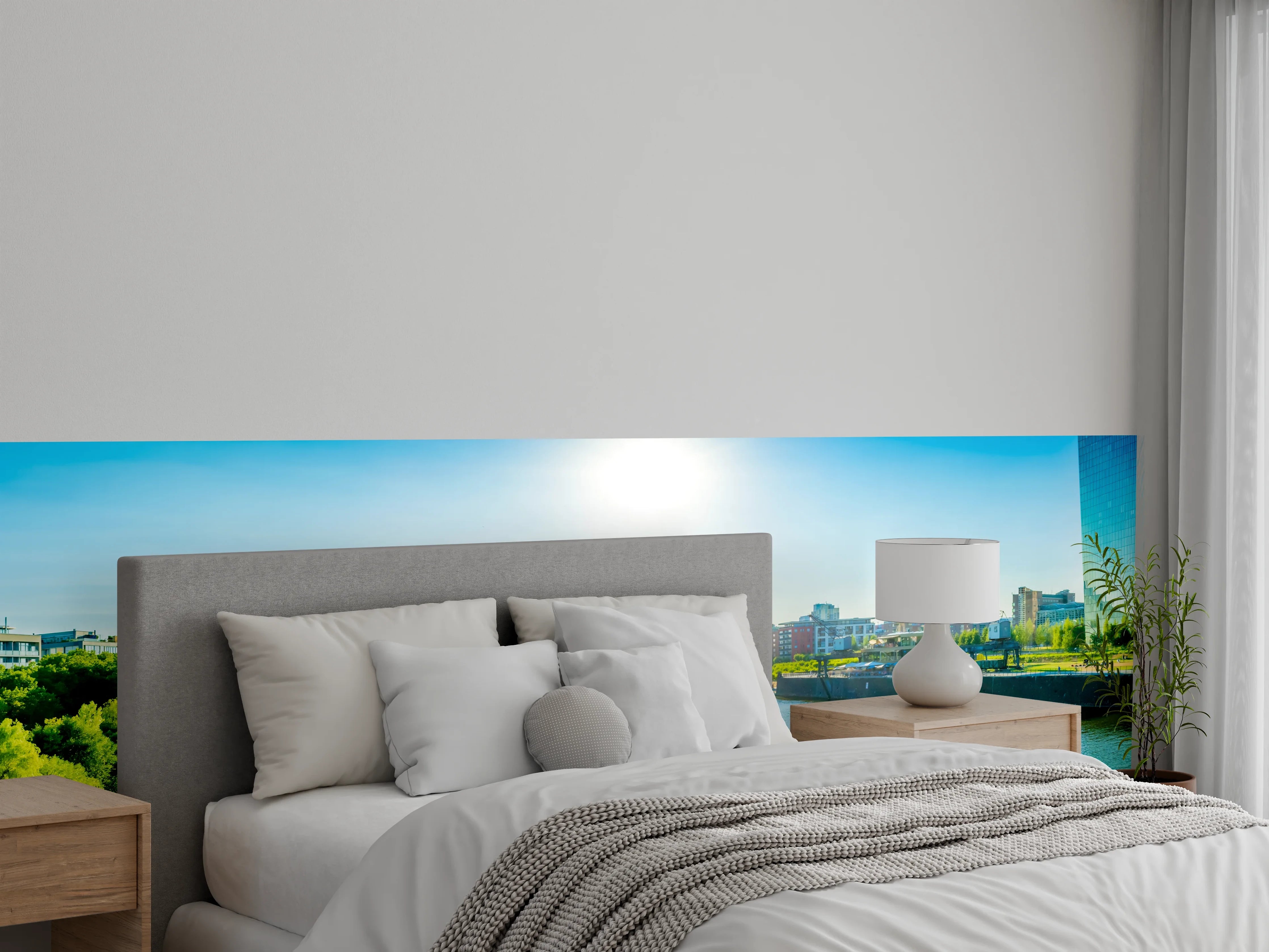 Wandverkleidung Schlafzimmer - Frankfurt EZB bei Tag