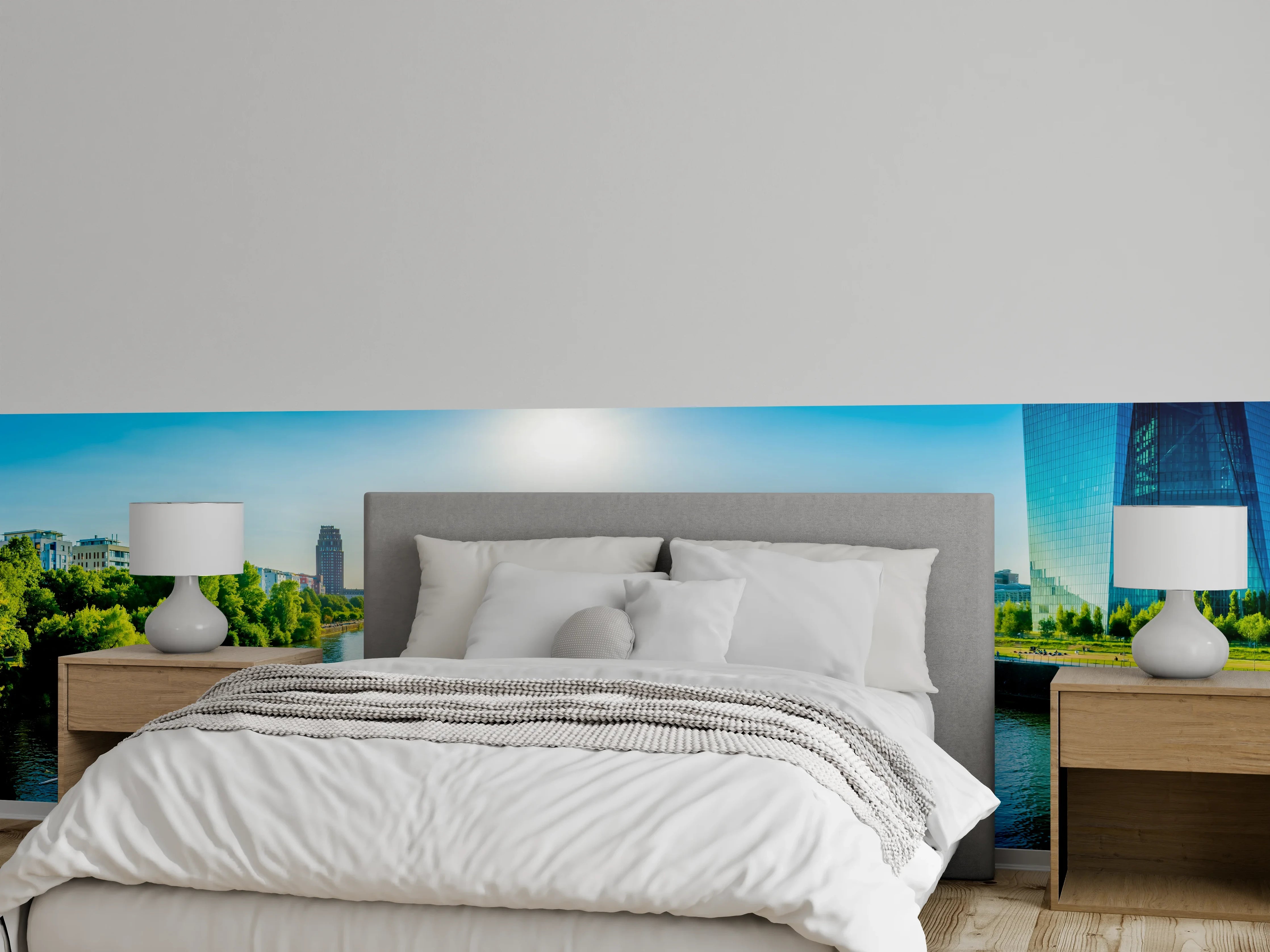 Wandverkleidung Schlafzimmer - Frankfurt EZB bei Tag