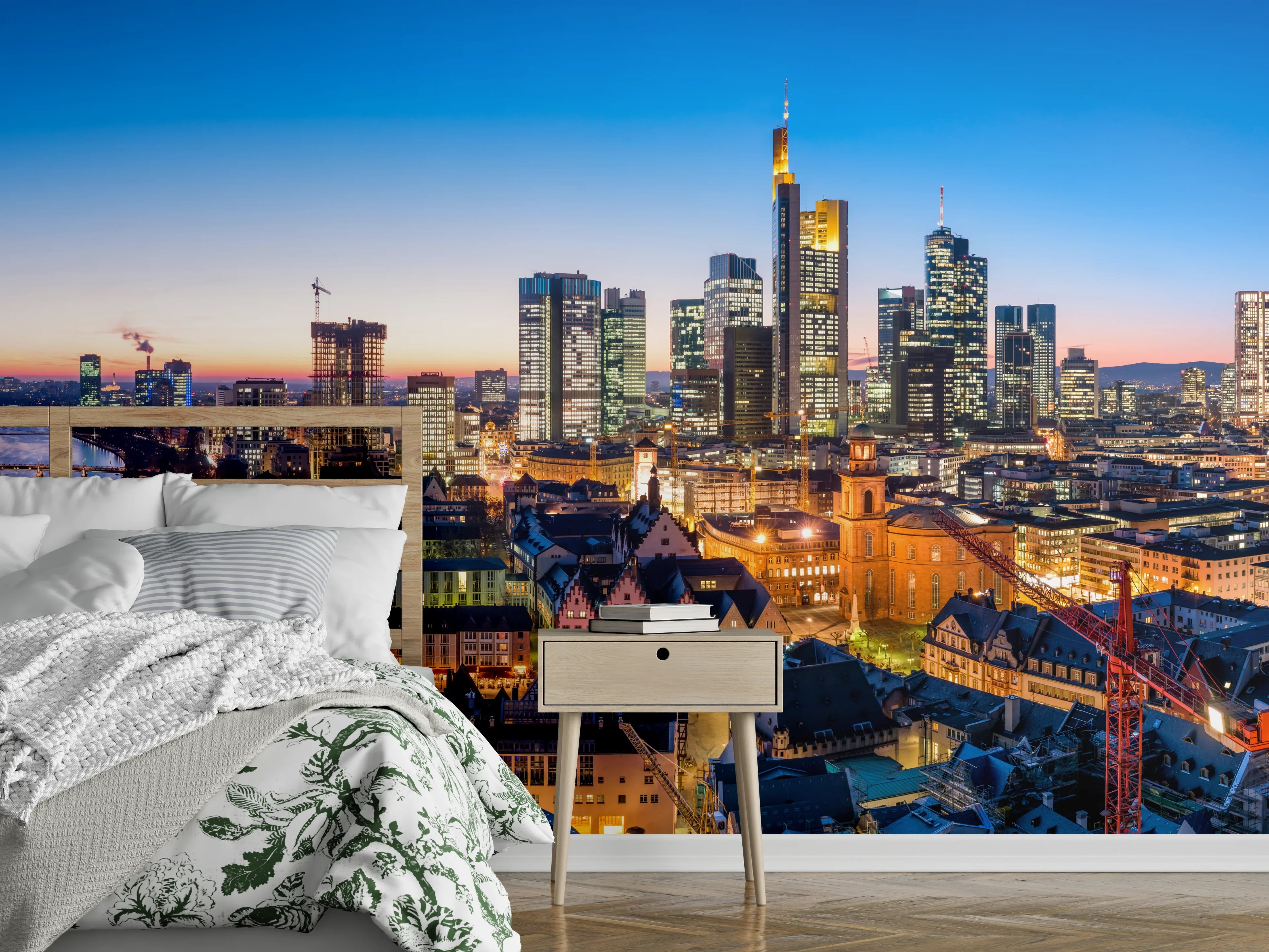 Wandverkleidung Schlafzimmer - Frankfurt Skyline Dämmerung 2
