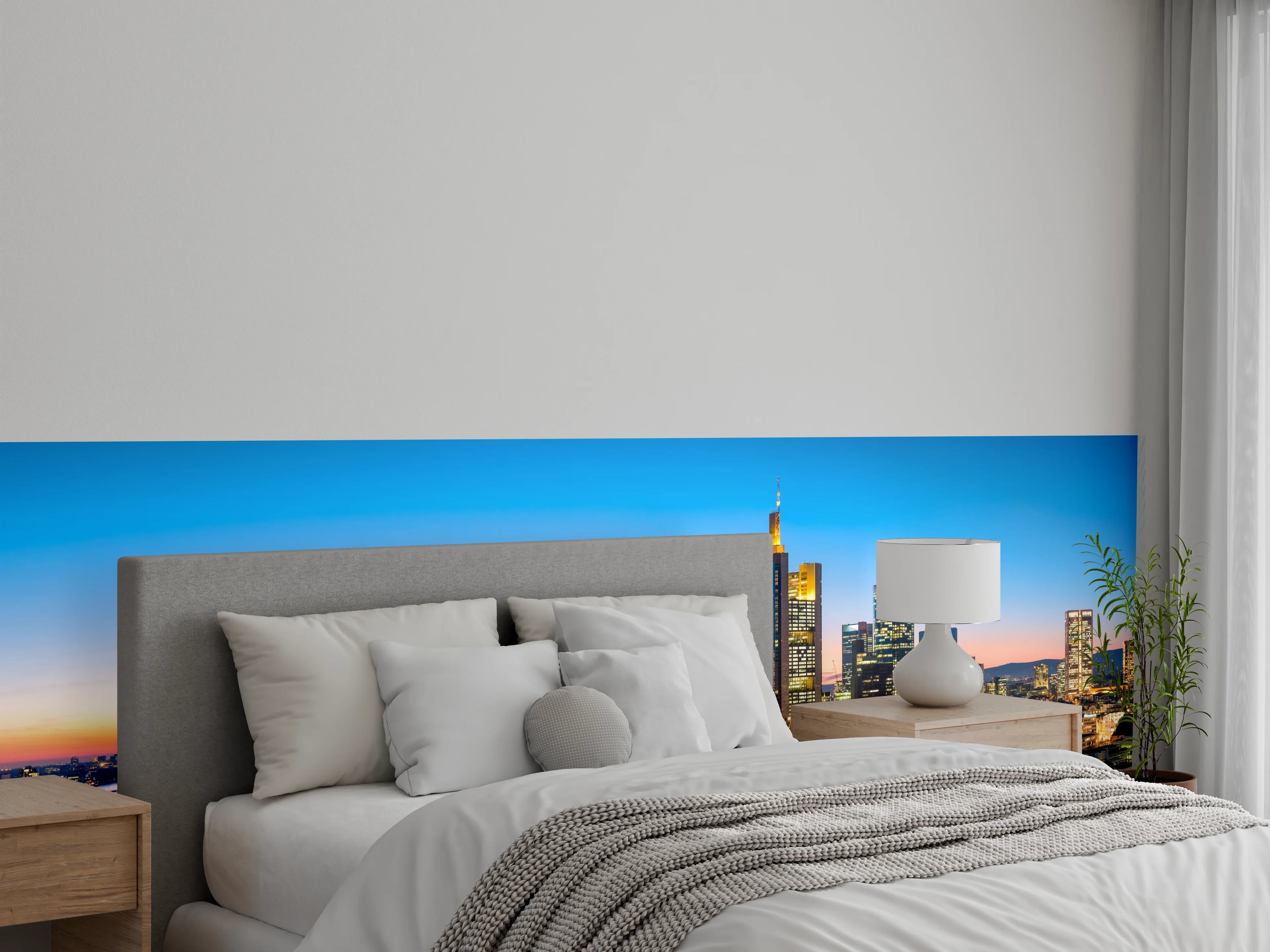 Wandverkleidung Schlafzimmer - Frankfurt Skyline Dämmerung