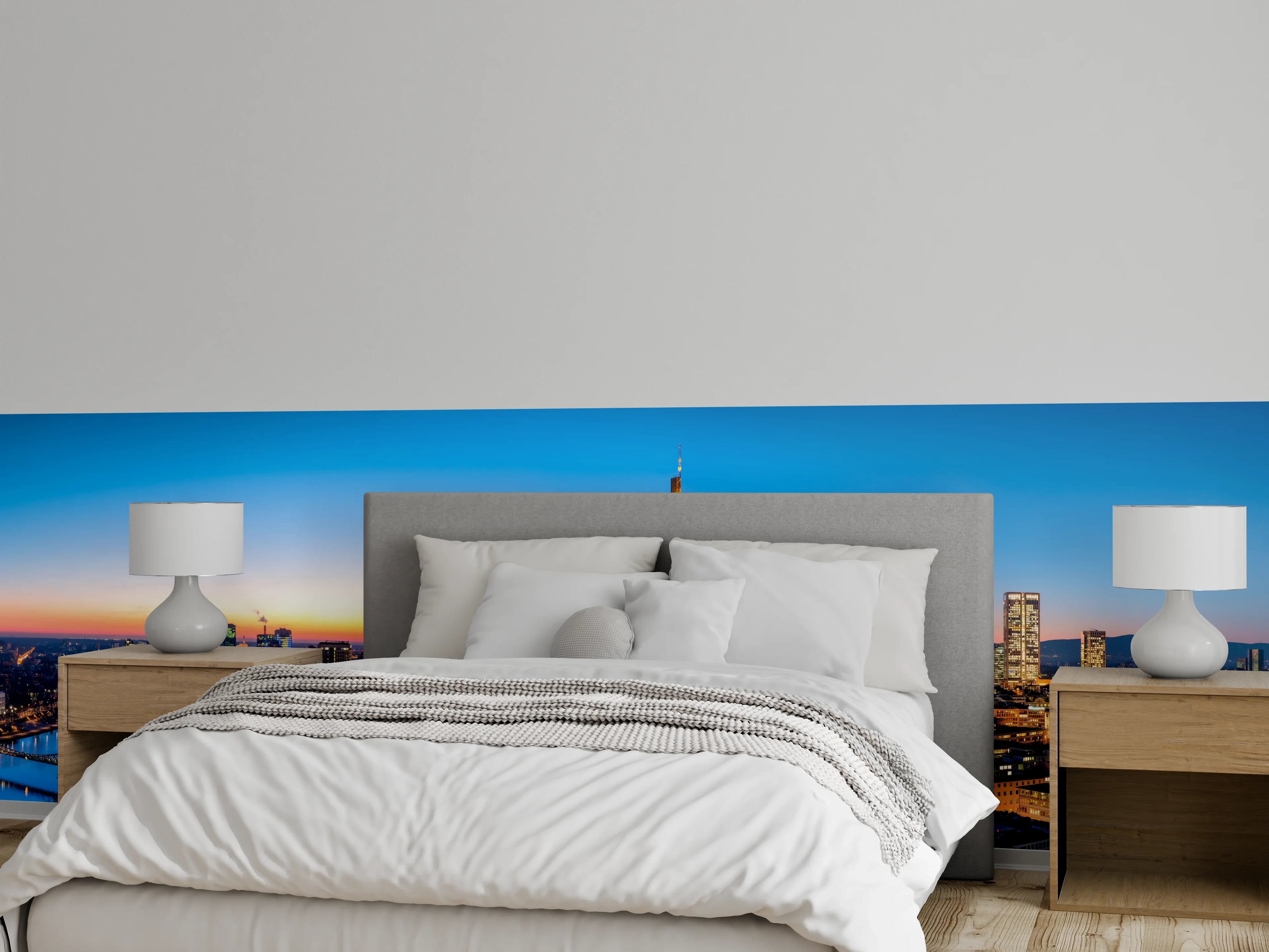 Wandverkleidung Schlafzimmer - Frankfurt Skyline Dämmerung