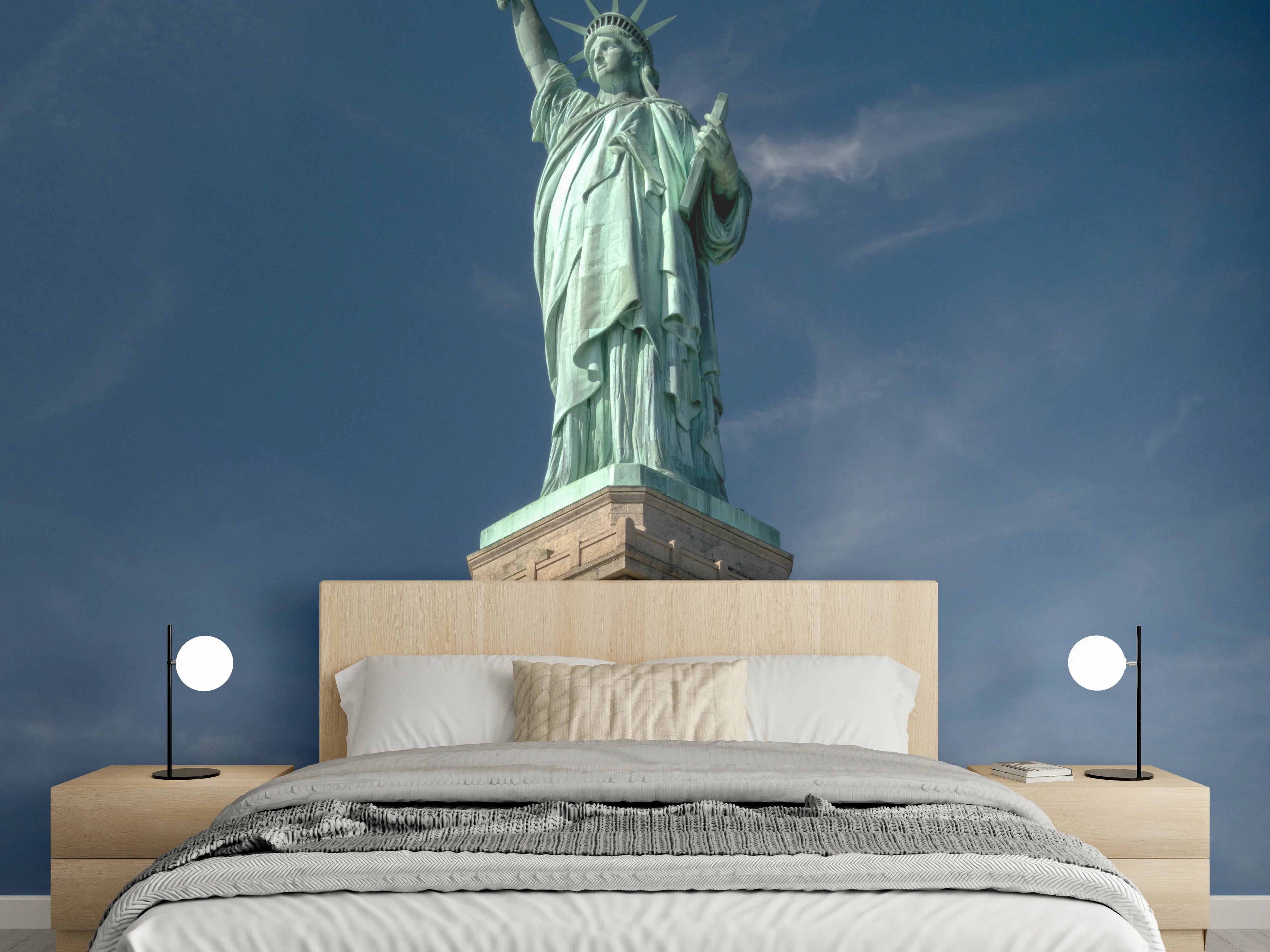 Wandverkleidung Schlafzimmer - Freiheitsstatue vor blauem Himmel