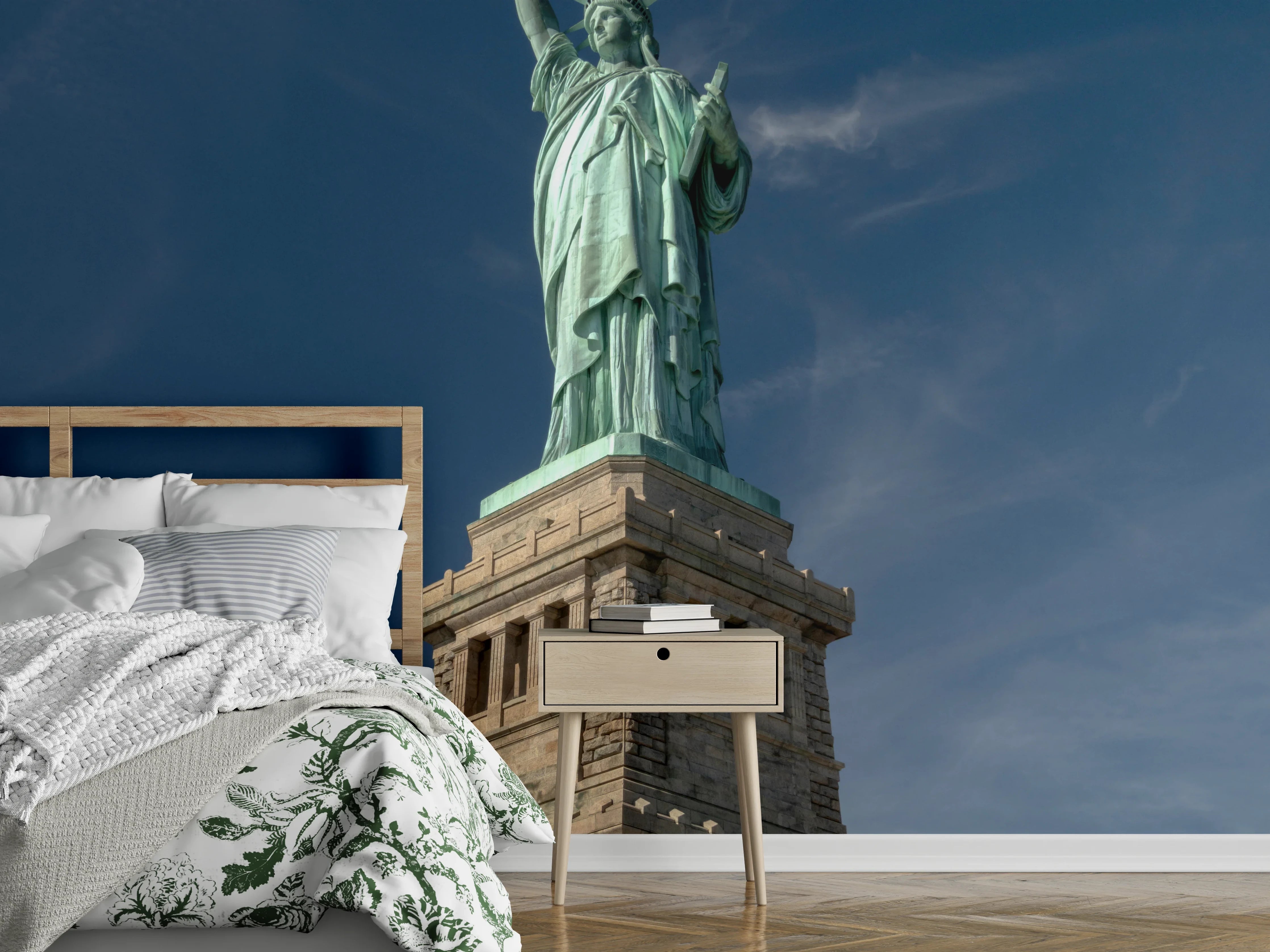 Wandverkleidung Schlafzimmer - Freiheitsstatue vor blauem Himmel
