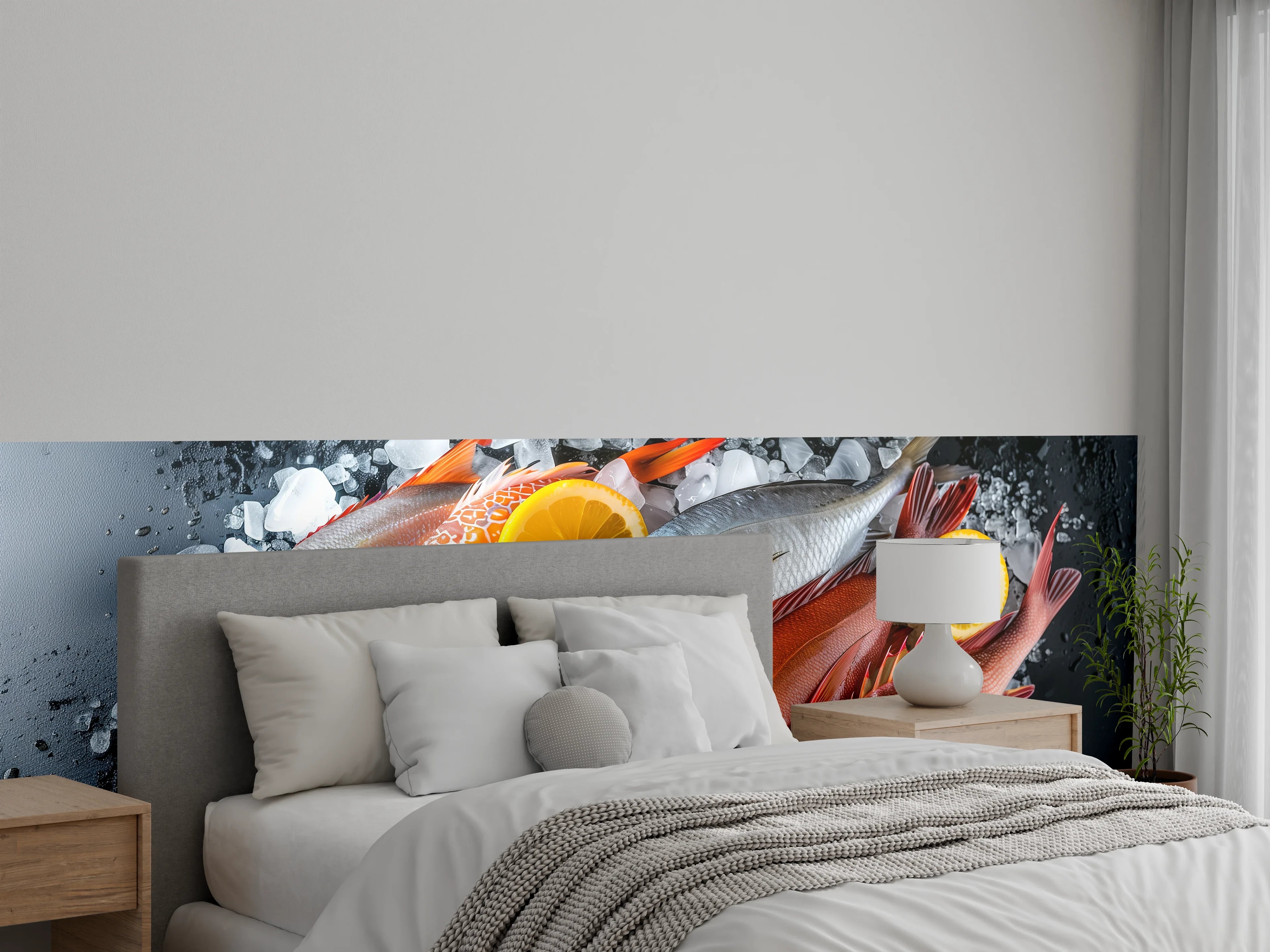 Wandverkleidung Schlafzimmer - Frische Meeresfische auf Eis