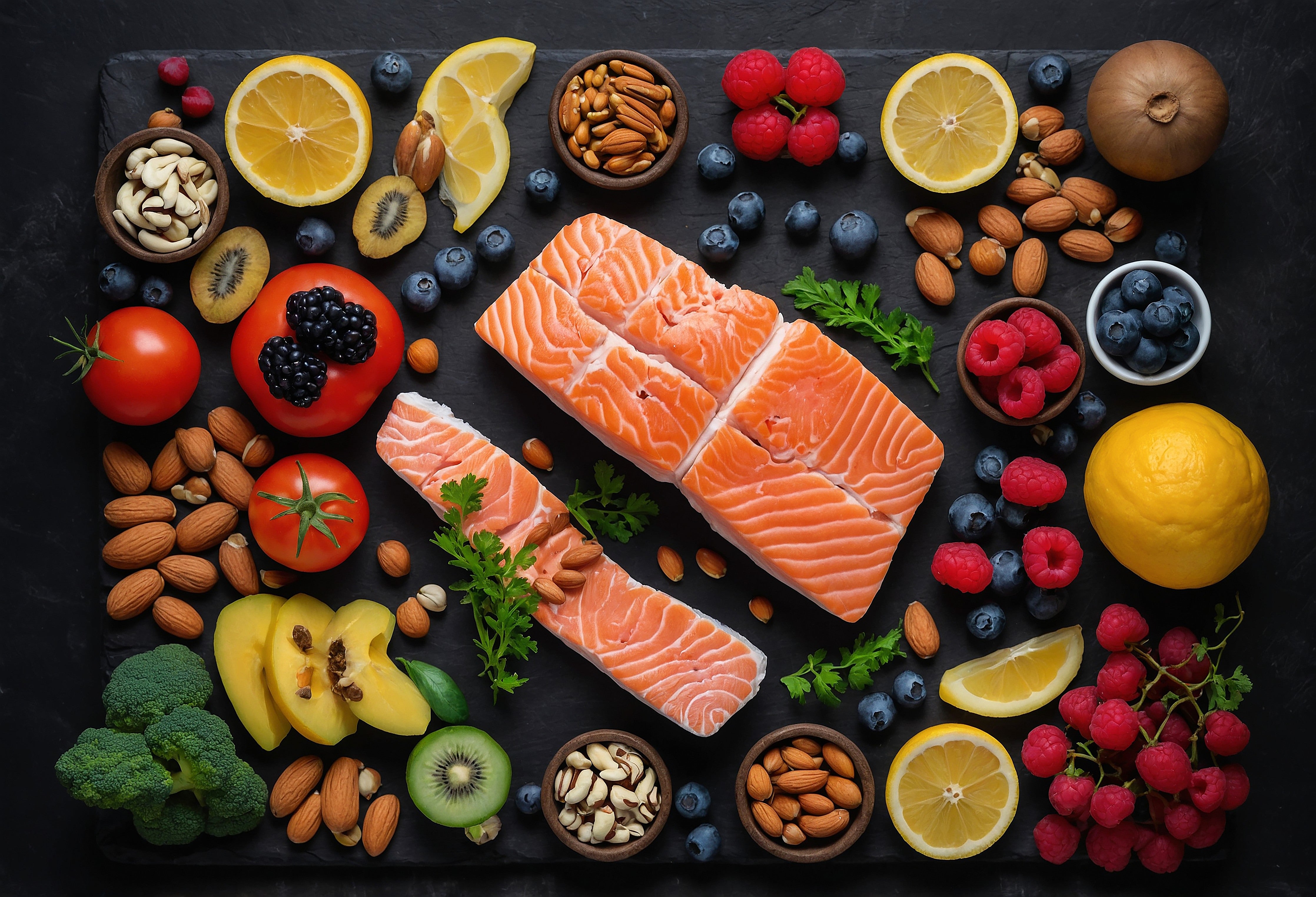 Wandverkleidung Schlafzimmer-Frischer Lachs mit Beeren