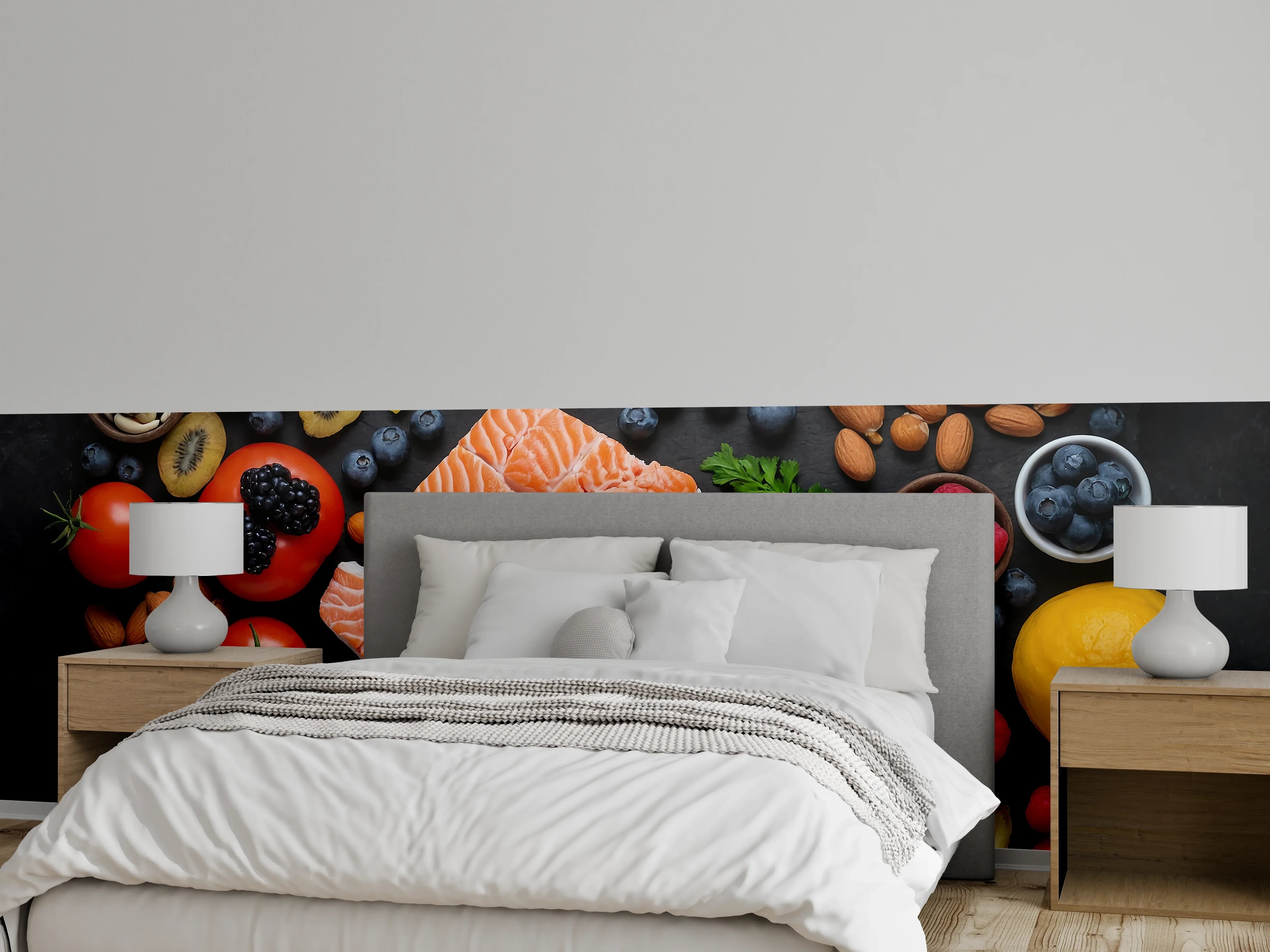 Wandverkleidung Schlafzimmer - Frischer Lachs mit Beeren