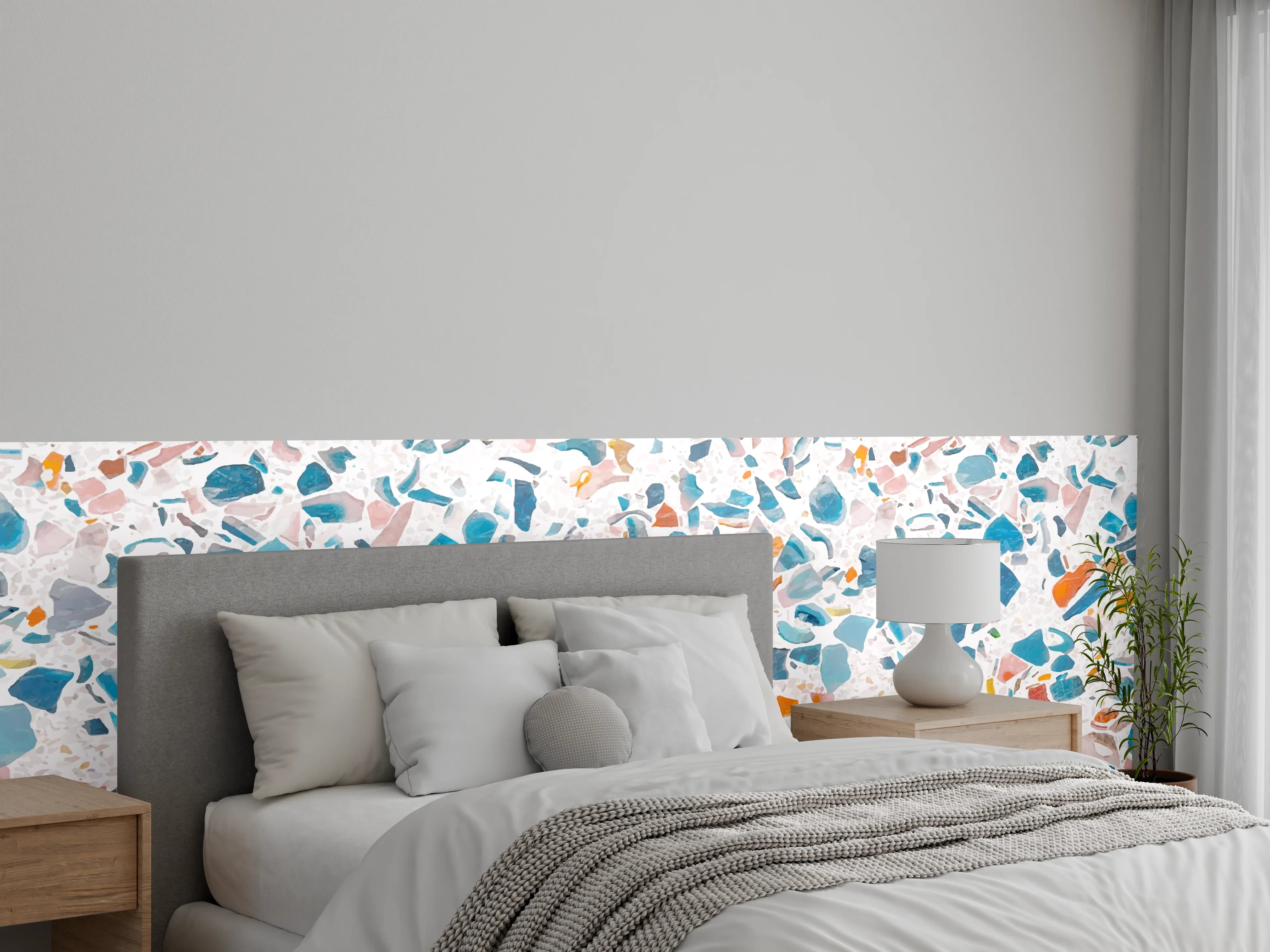 Wandverkleidung Schlafzimmer - Frisches Terrazzo-Design Bunt