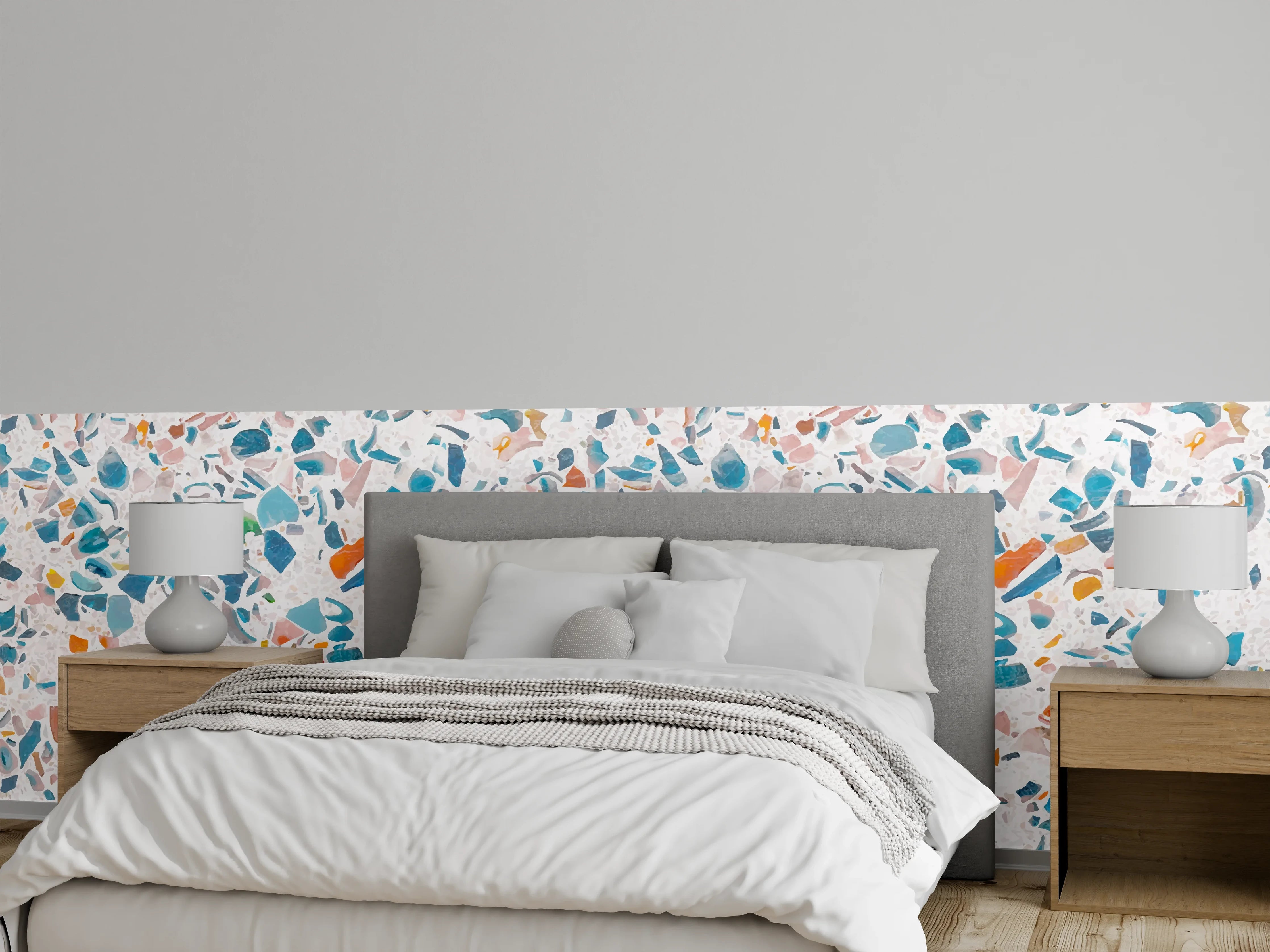 Wandverkleidung Schlafzimmer - Frisches Terrazzo-Design Bunt