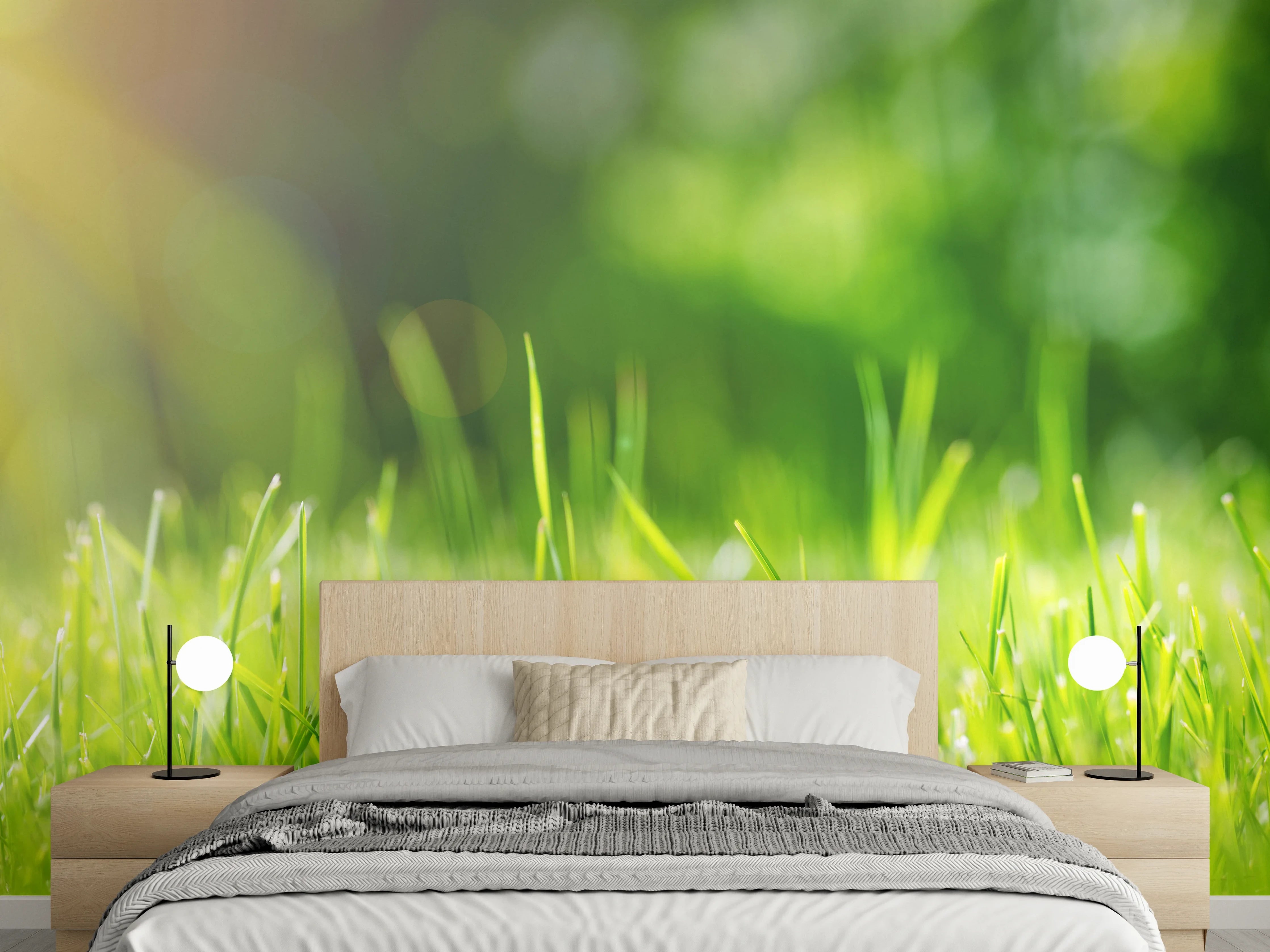 Wandverkleidung Schlafzimmer - Frisches grünes Gras