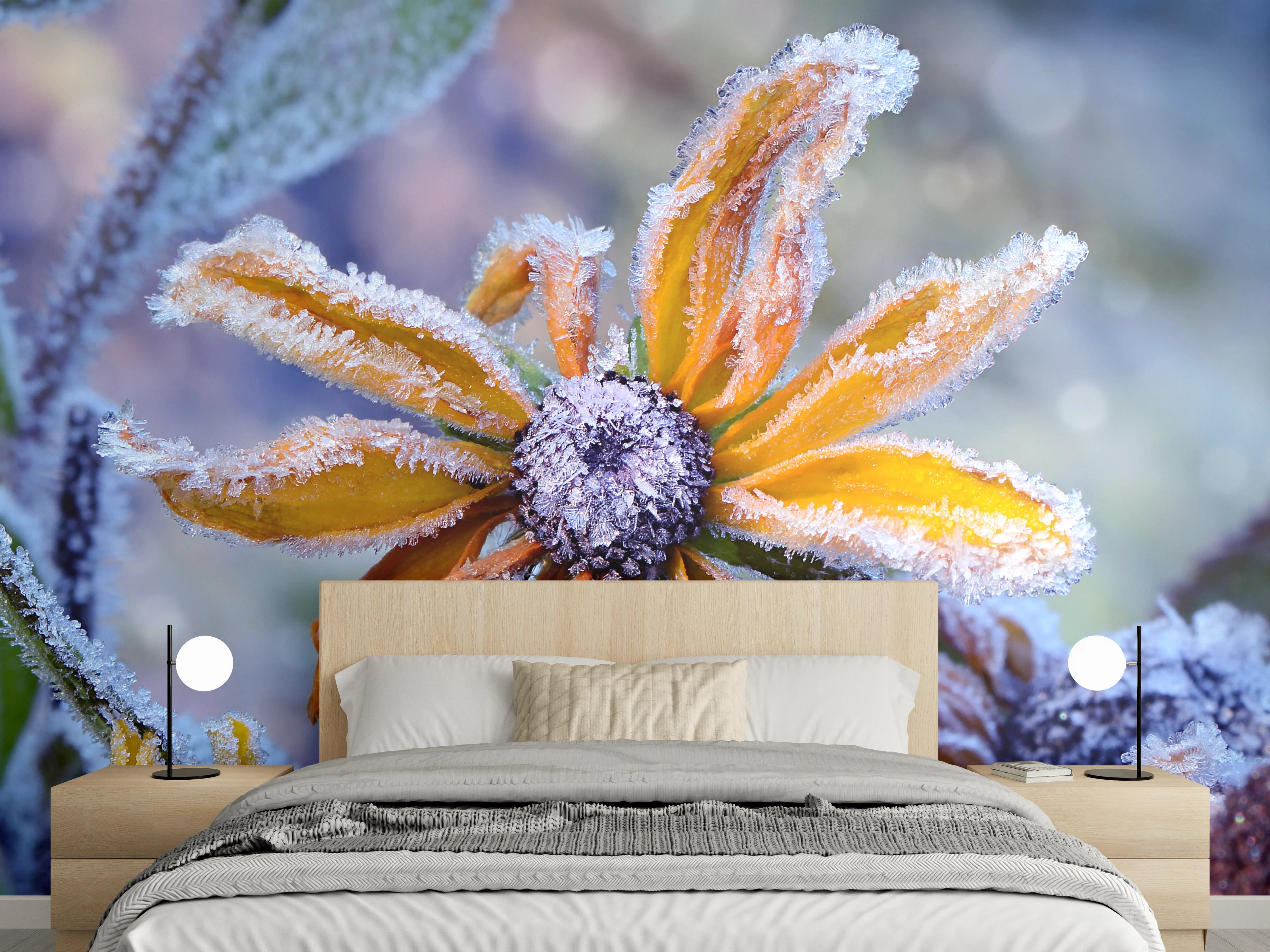 Wandverkleidung Schlafzimmer - Frostige Blütenpracht Naturfoto