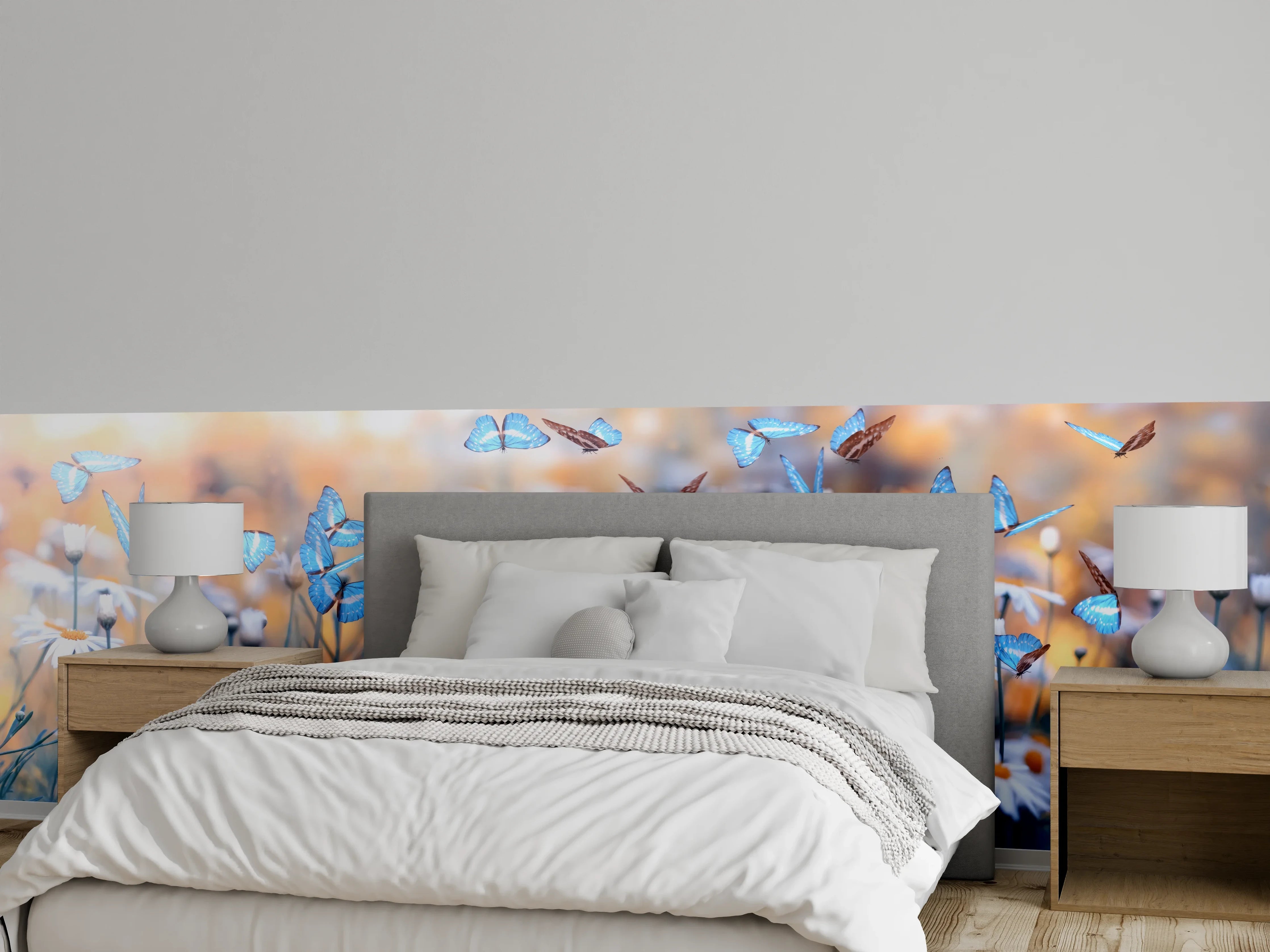 Wandverkleidung Schlafzimmer - Frühling Naturlandschaft mit wilden Blumen
