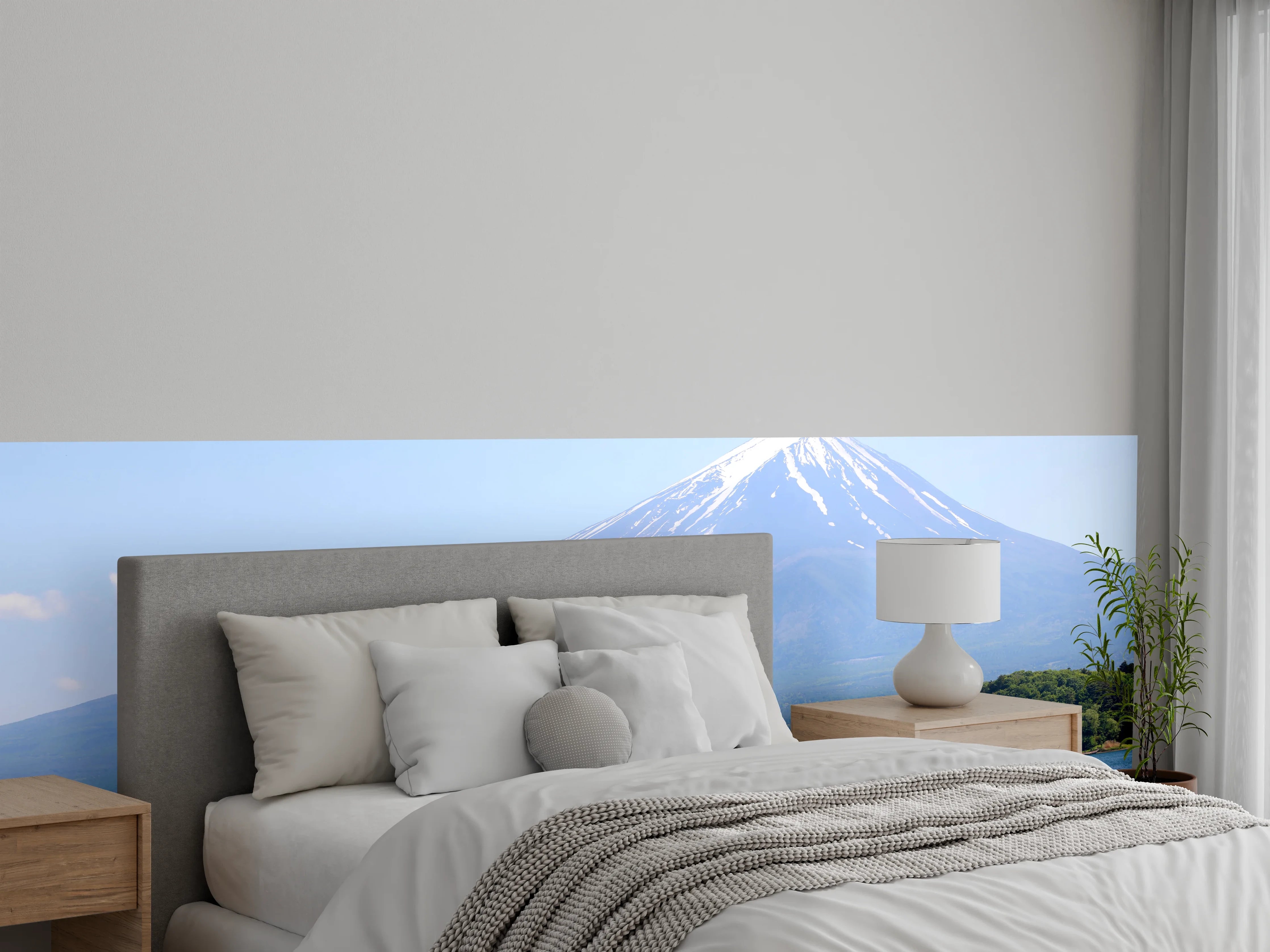 Wandverkleidung Schlafzimmer - Frühling am Fuji: Blütenpracht & See