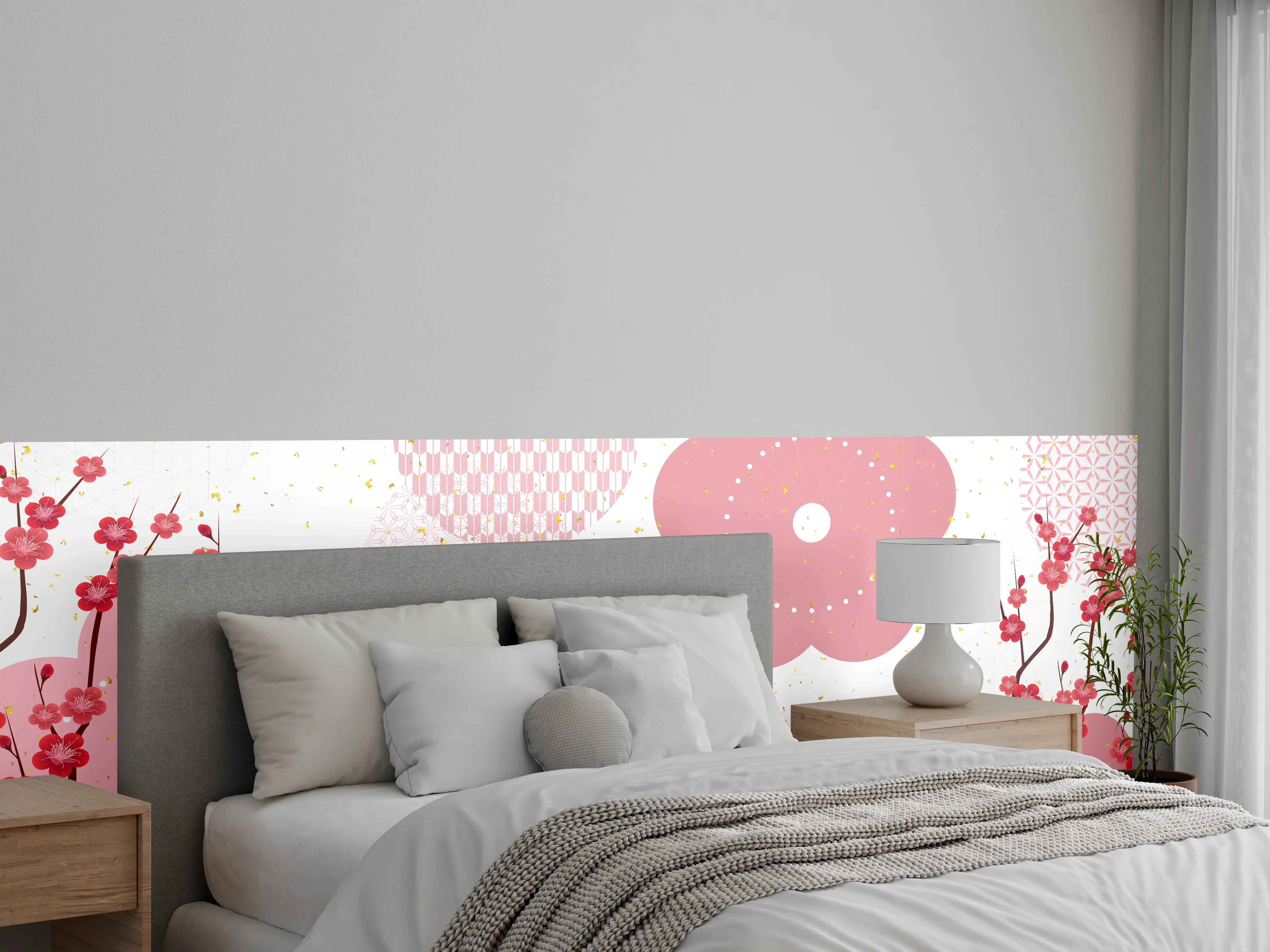Wandverkleidung Schlafzimmer - Frühlingshaftes Kirschblüten-Design