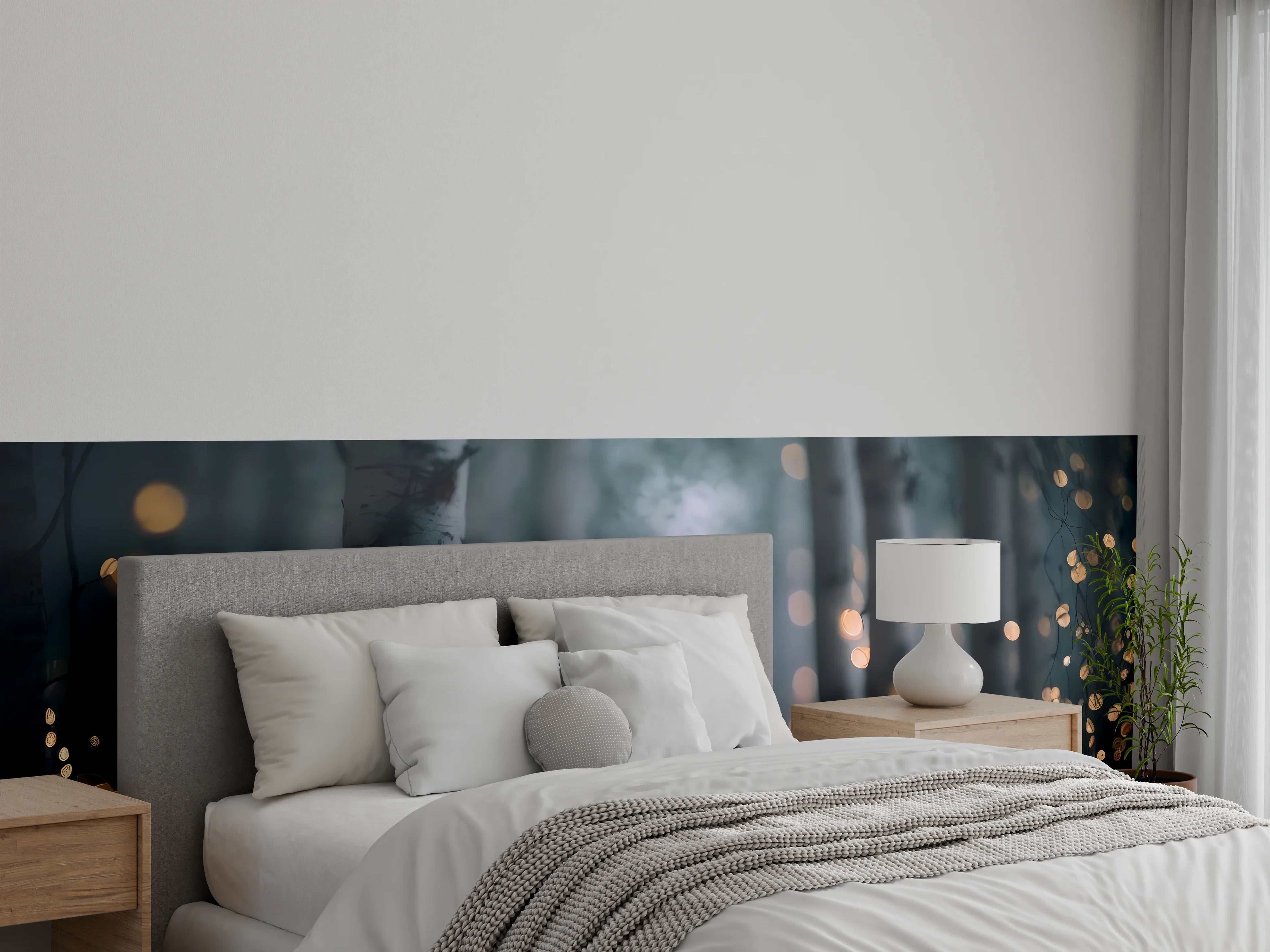 Wandverkleidung Schlafzimmer - Funkelnder Birkenwald 