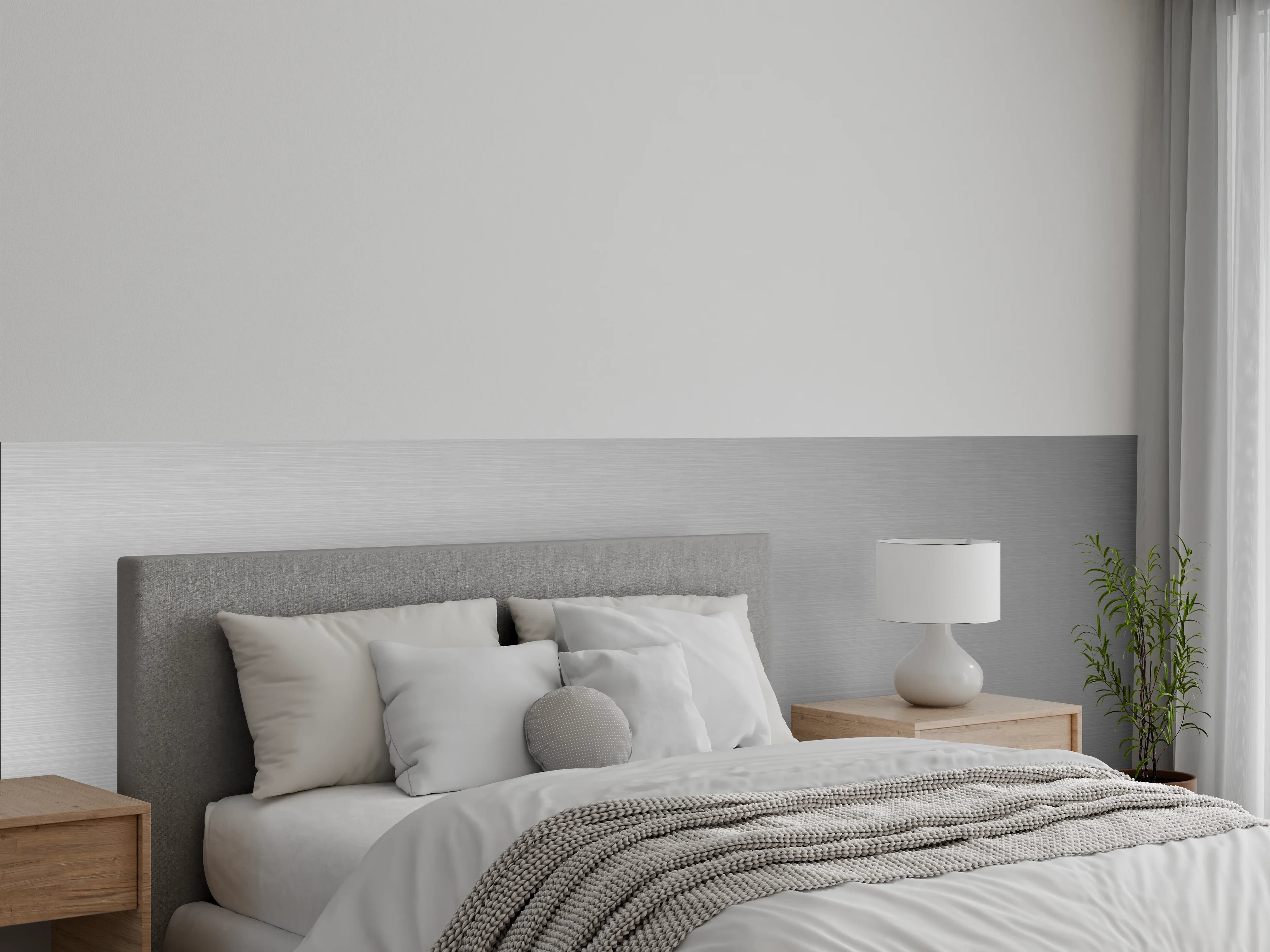 Wandverkleidung Schlafzimmer - Gebürsteter Metall-Hintergrund Grau