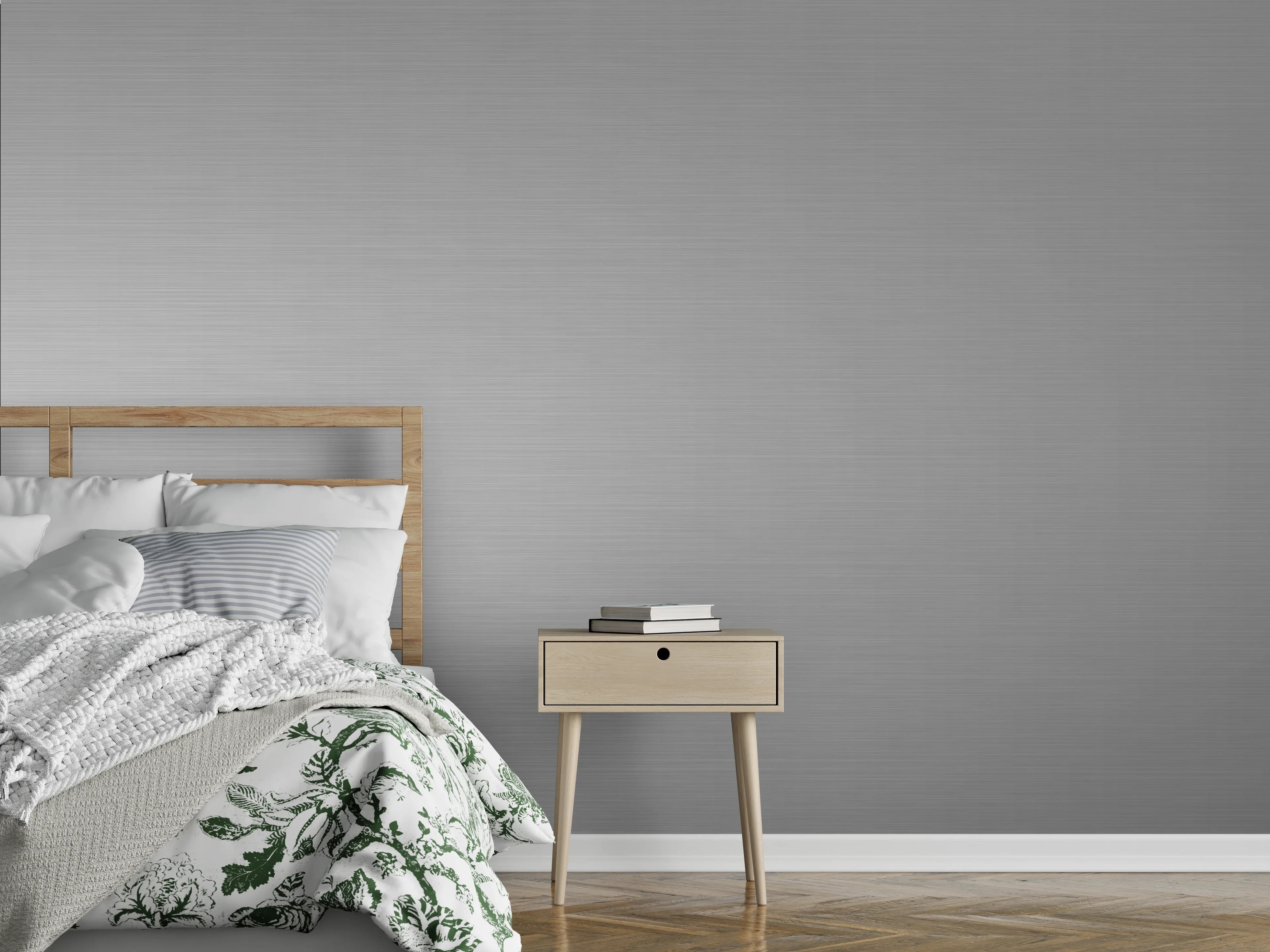 Wandverkleidung Schlafzimmer - Gebürsteter Metall-Hintergrund Grau