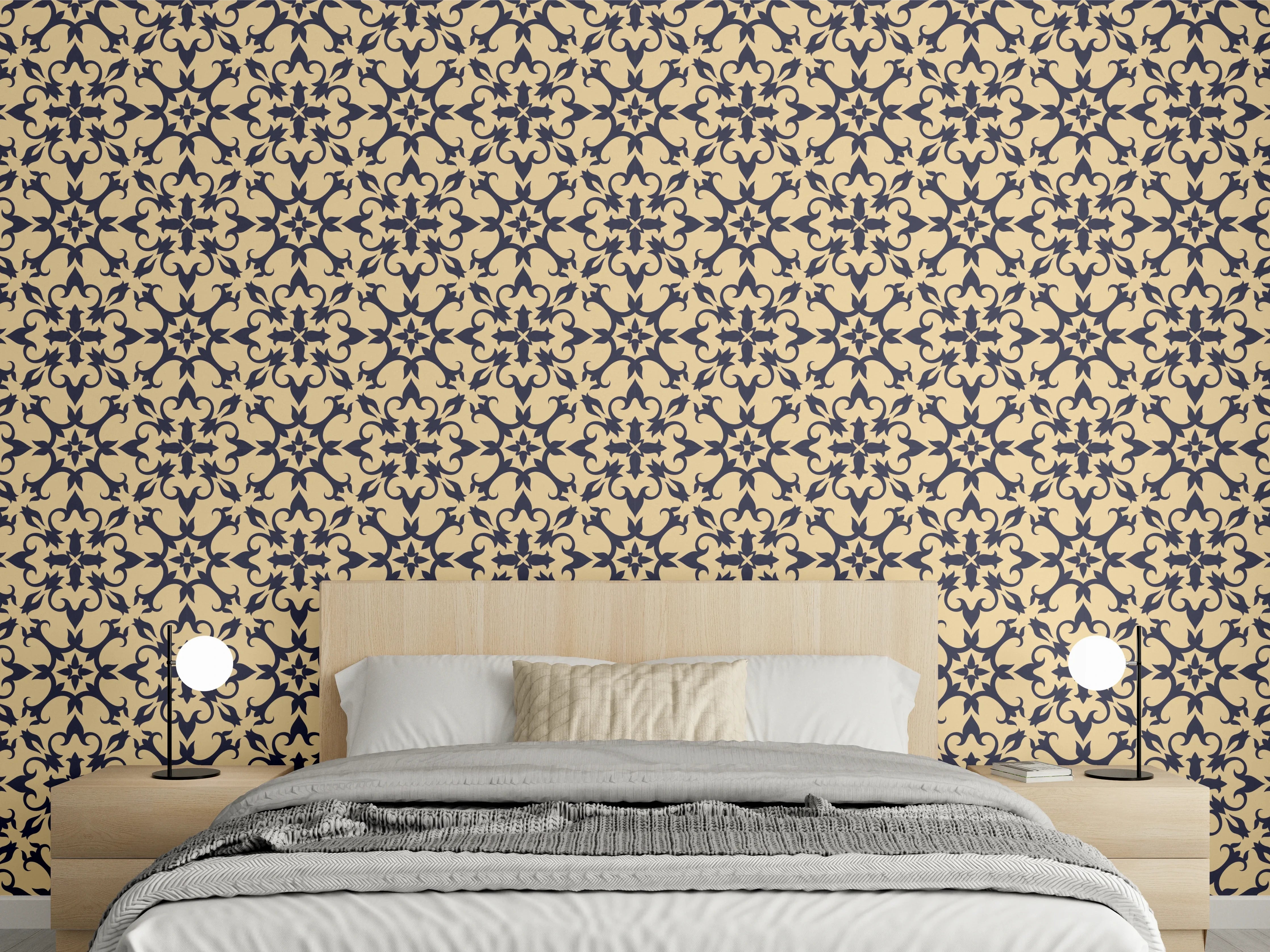 Wandverkleidung Schlafzimmer - Gelb-Schwarz Grafik Design