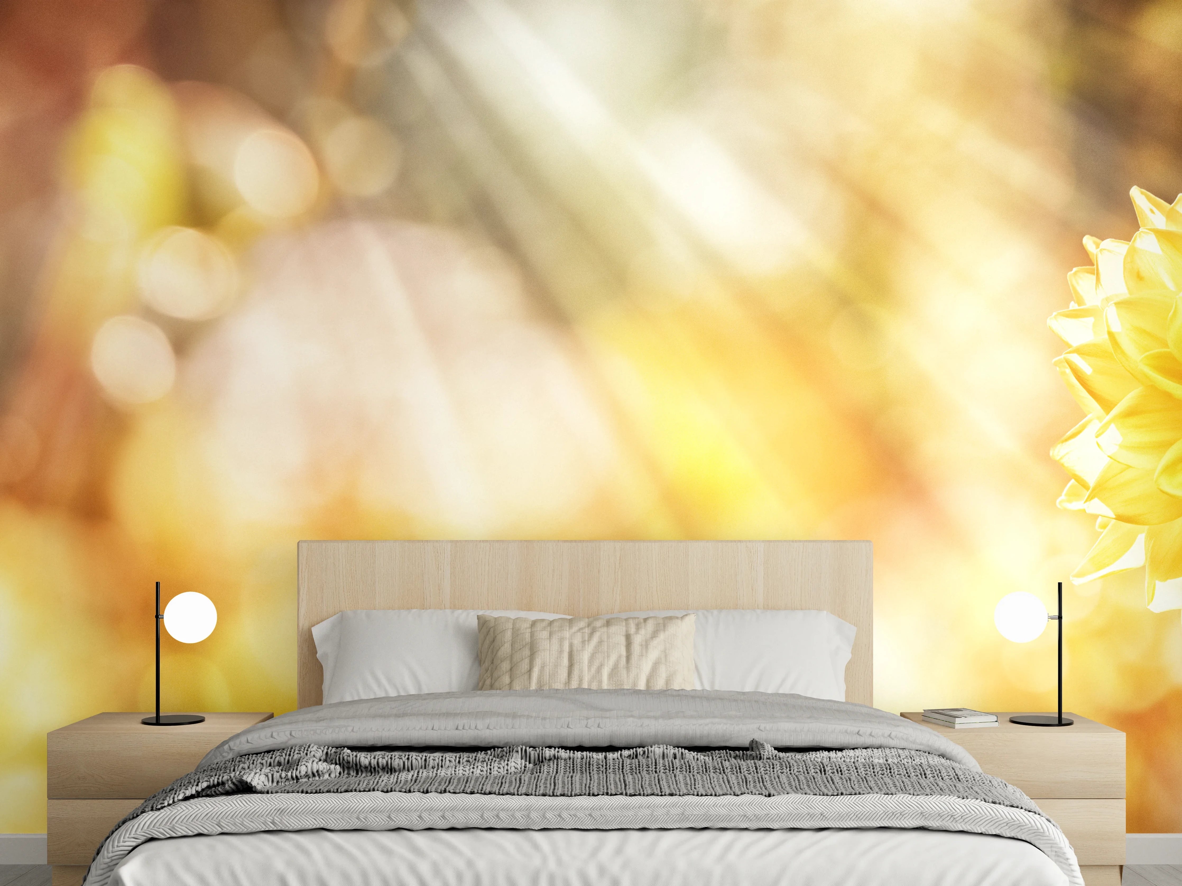 Wandverkleidung Schlafzimmer - Gelbe Dahlie