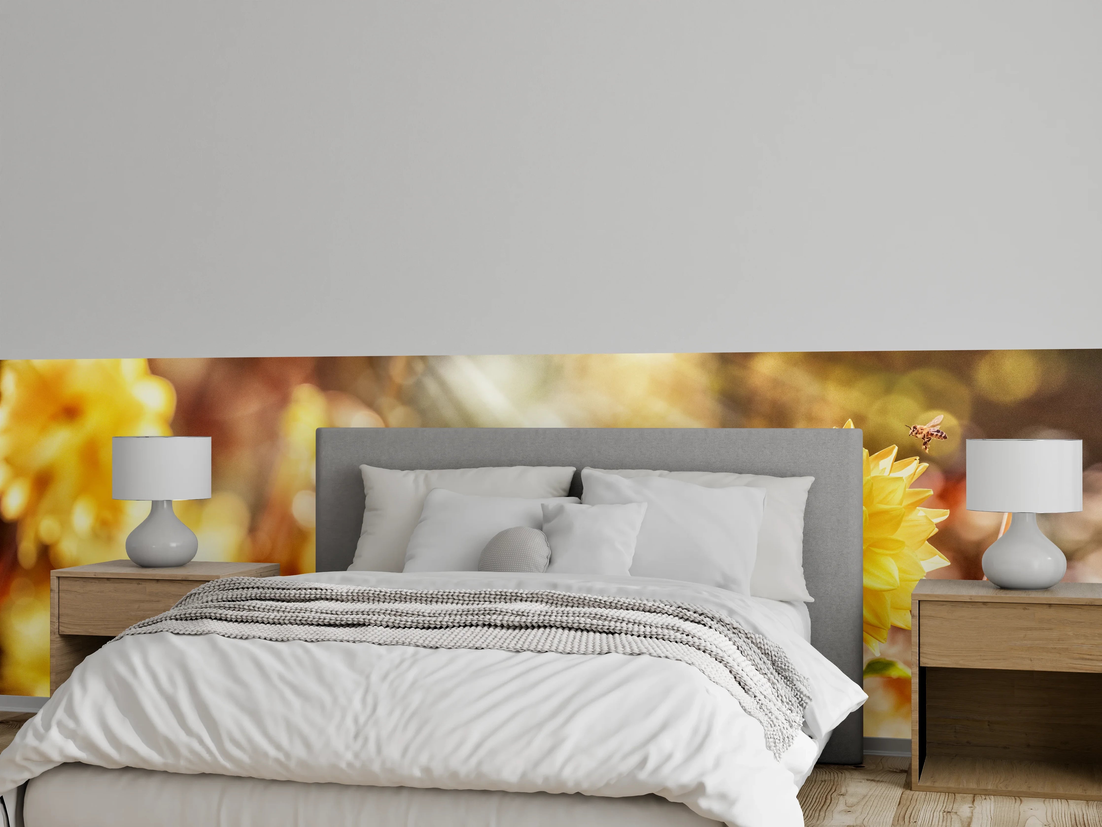 Wandverkleidung Schlafzimmer - Gelbe Dahlie