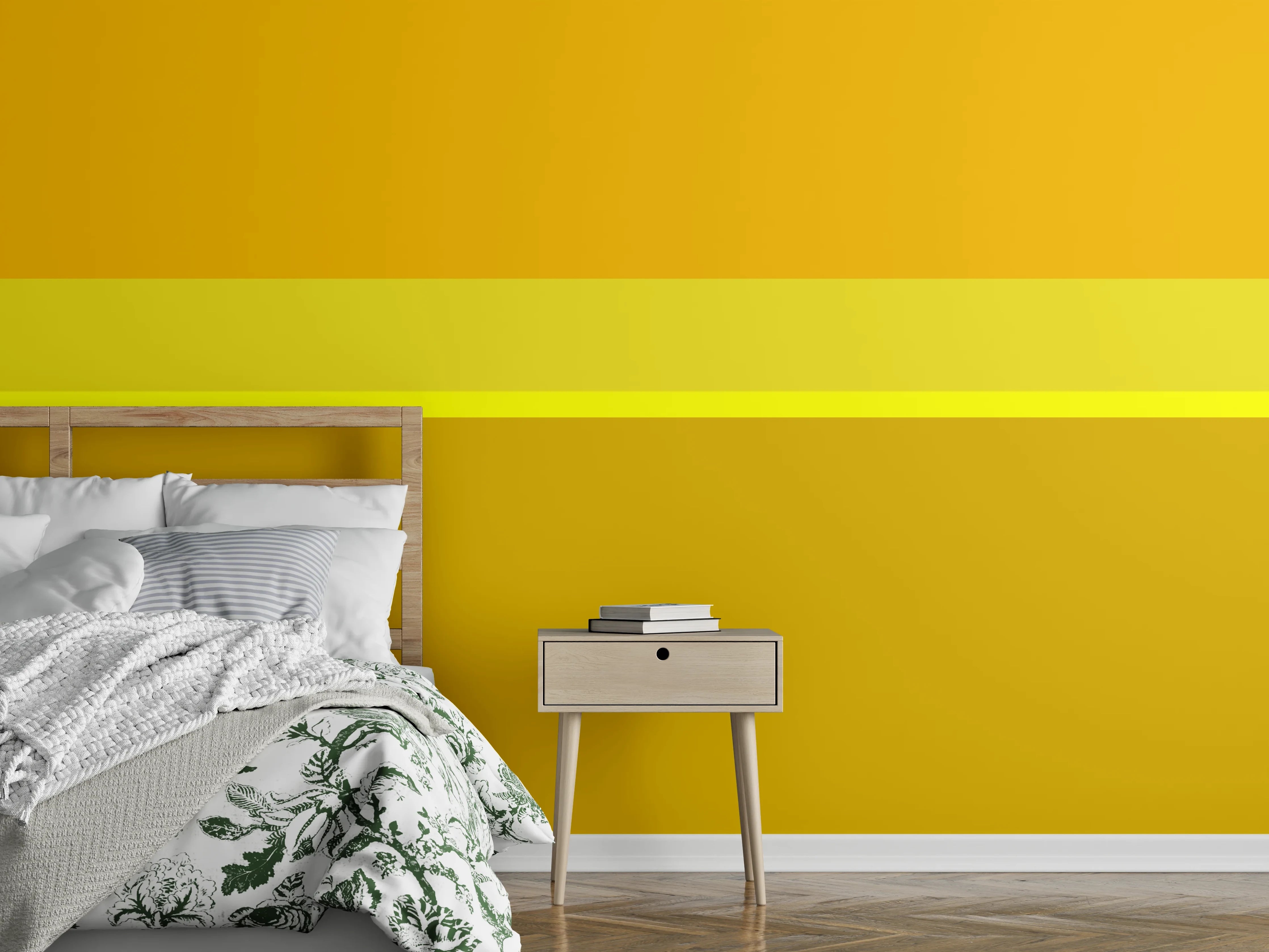 Wandverkleidung Schlafzimmer - Gelbe Farbflächen Modern Abstrakt