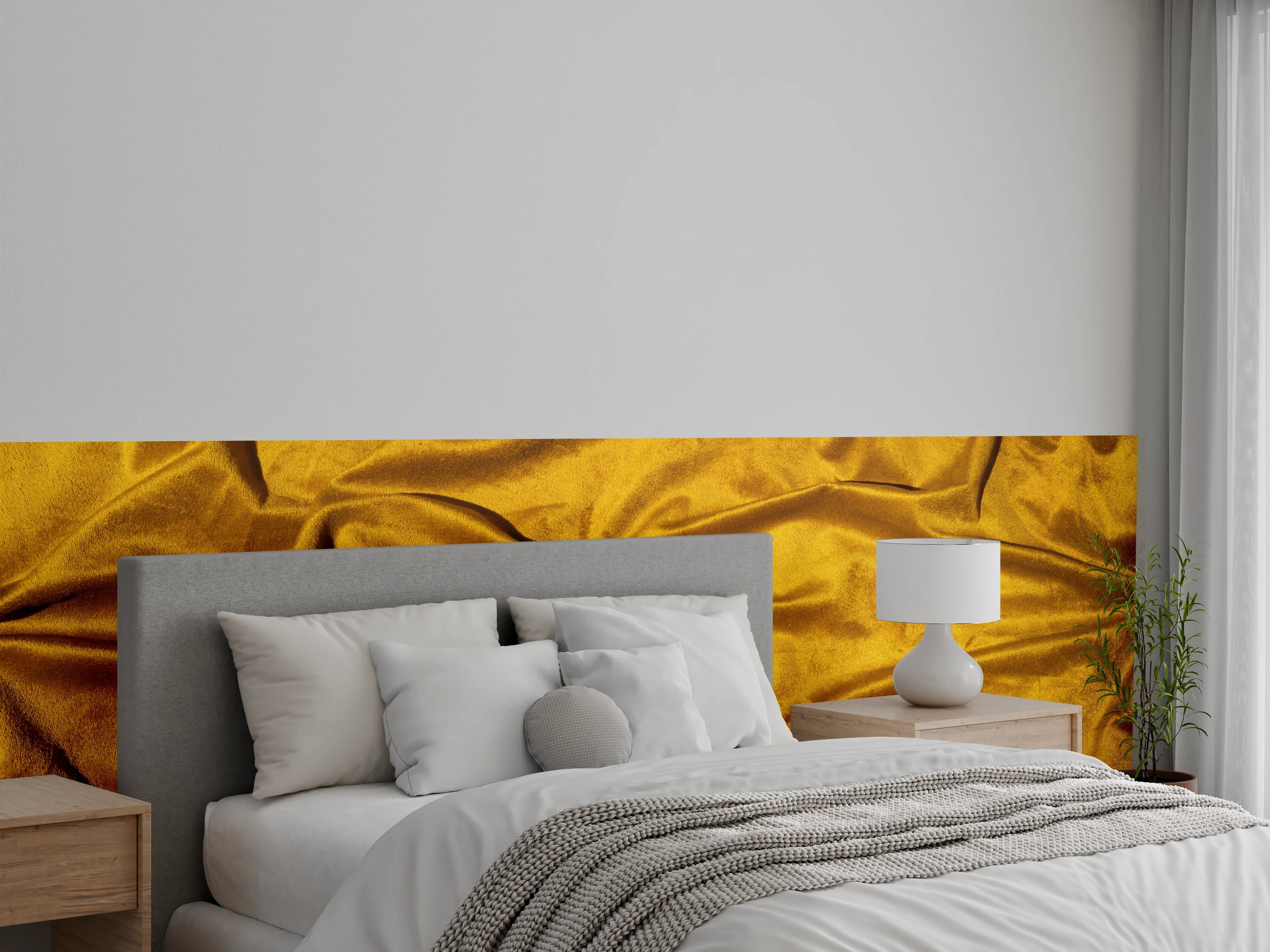 Wandverkleidung Schlafzimmer - Gelbe Satin Seide
