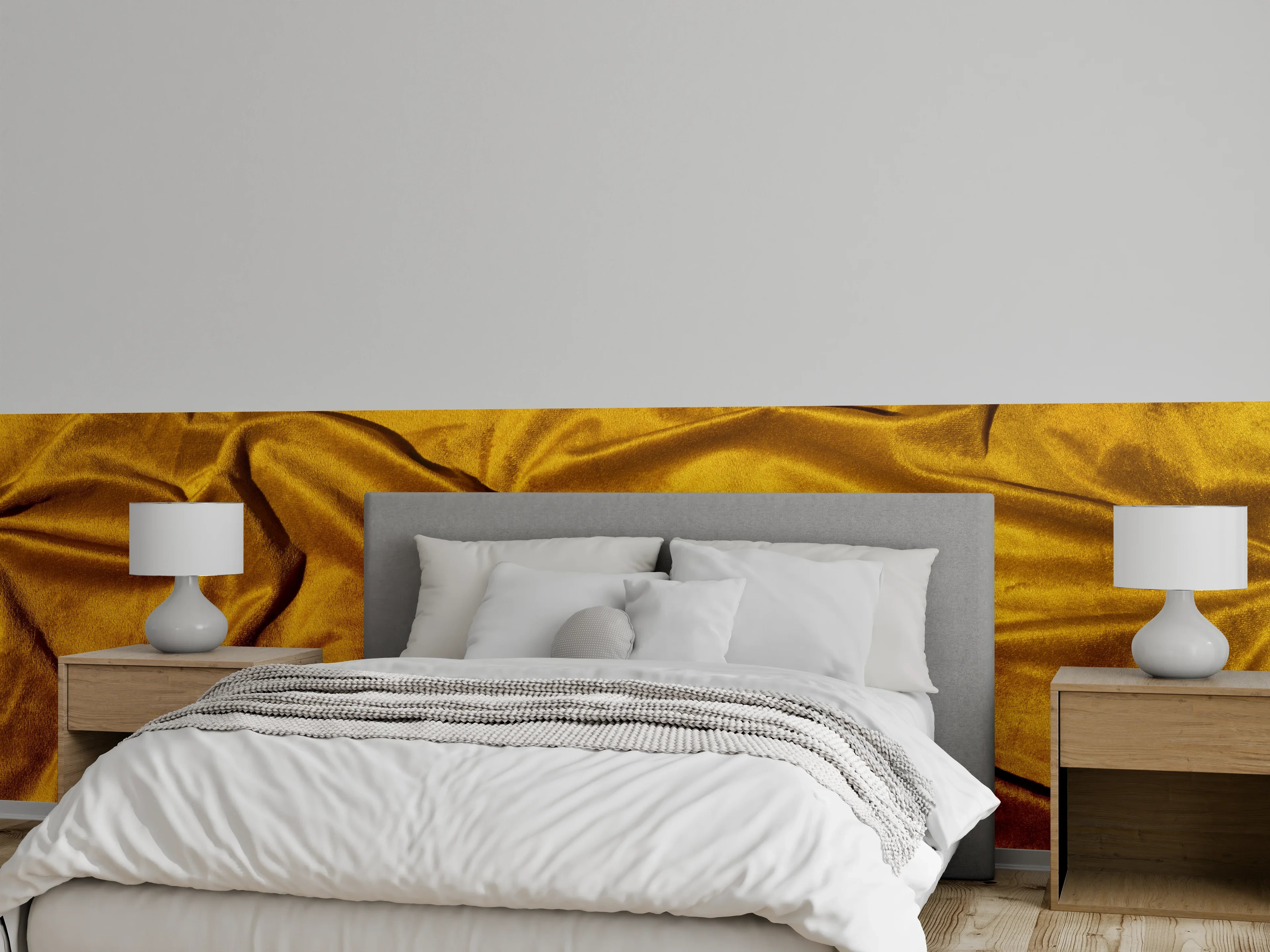 Wandverkleidung Schlafzimmer - Gelbe Satin Seide
