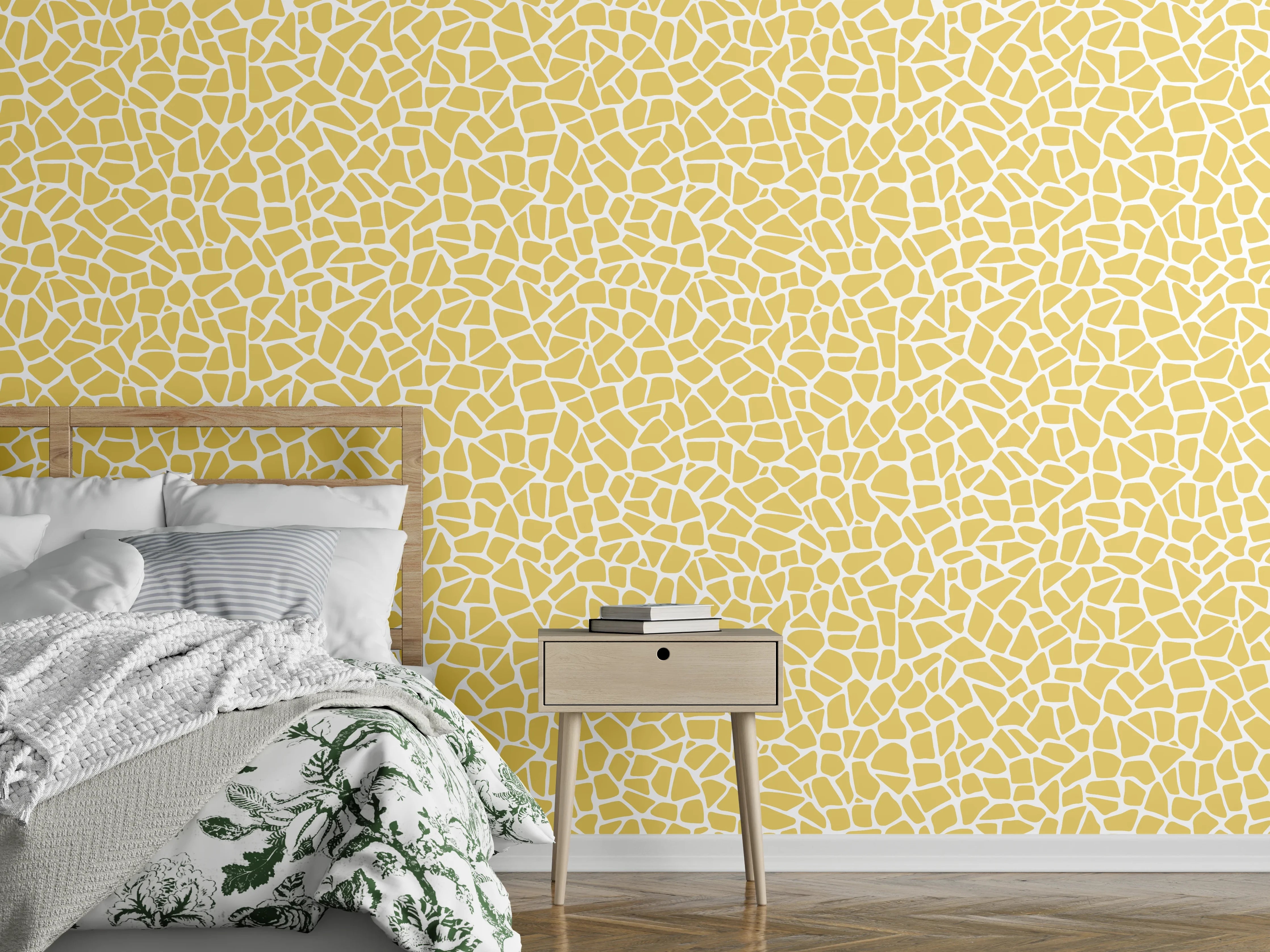 Wandverkleidung Schlafzimmer - Gelbe Textur mit feinen Rissen