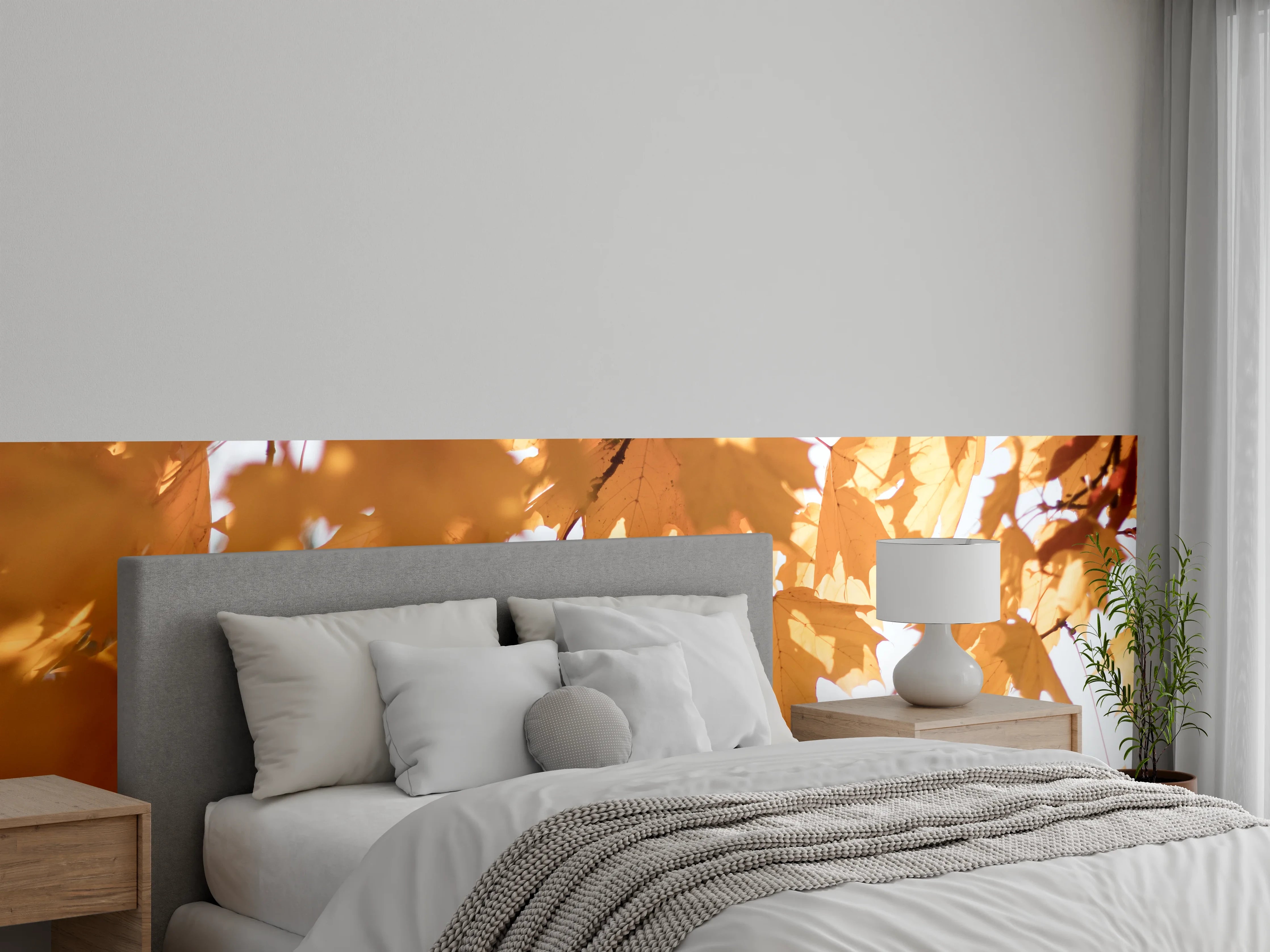 Wandverkleidung Schlafzimmer - Gelben Ahornblättern im Herbst