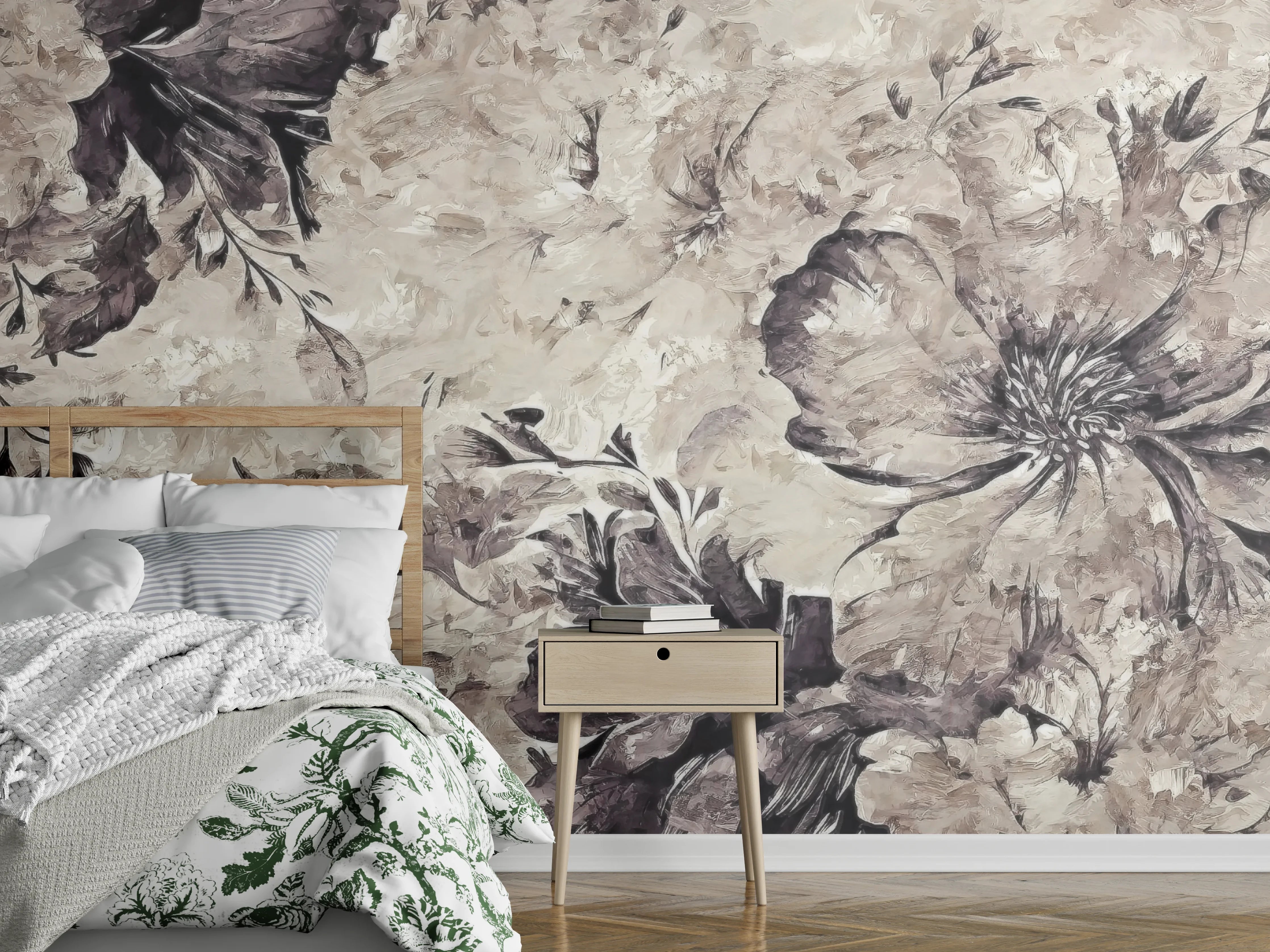 Wandverkleidung Schlafzimmer - Gemälde - Büsche