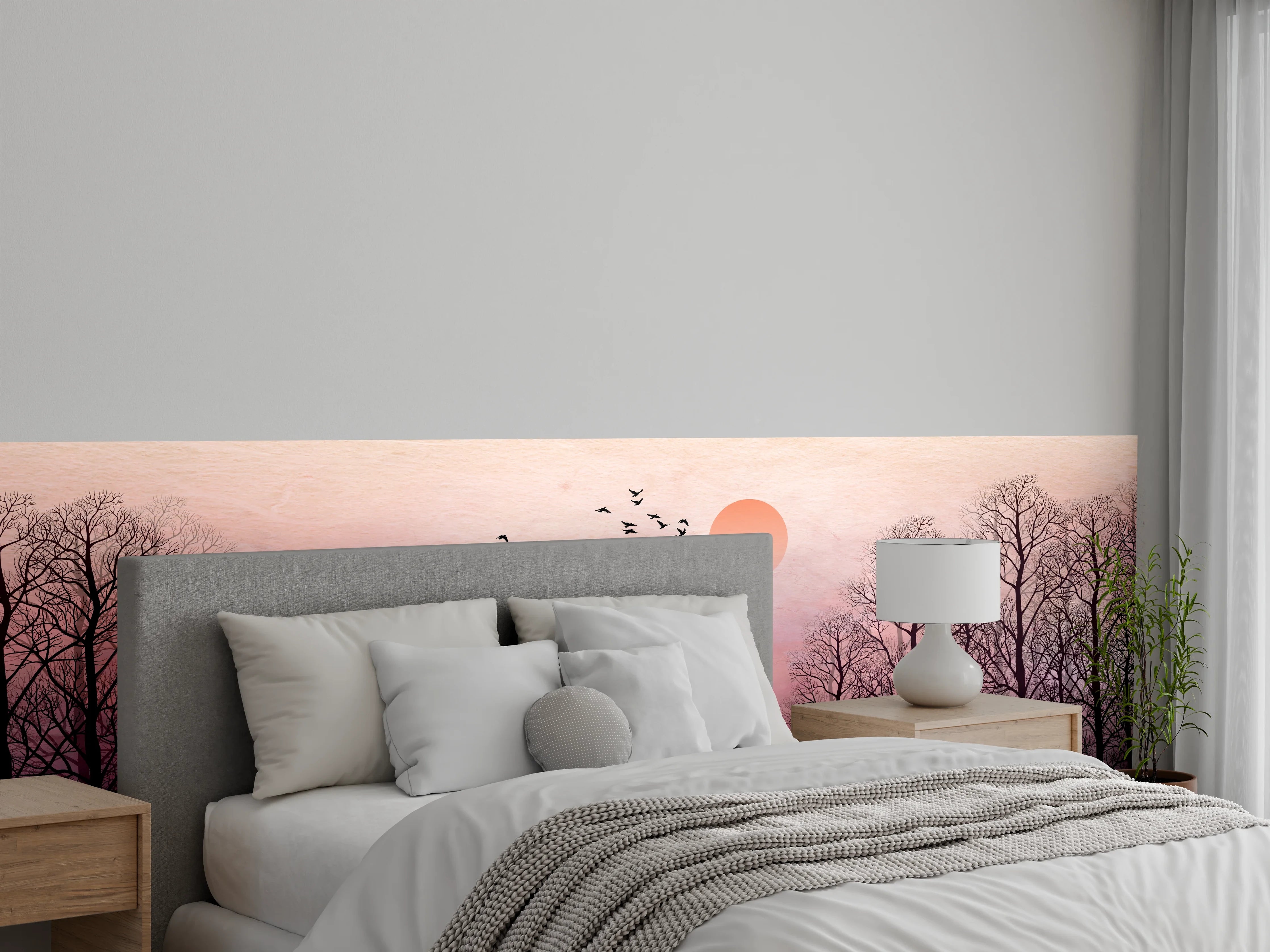 Wandverkleidung Schlafzimmer - Gemalte Landschaft mit Wildtieren