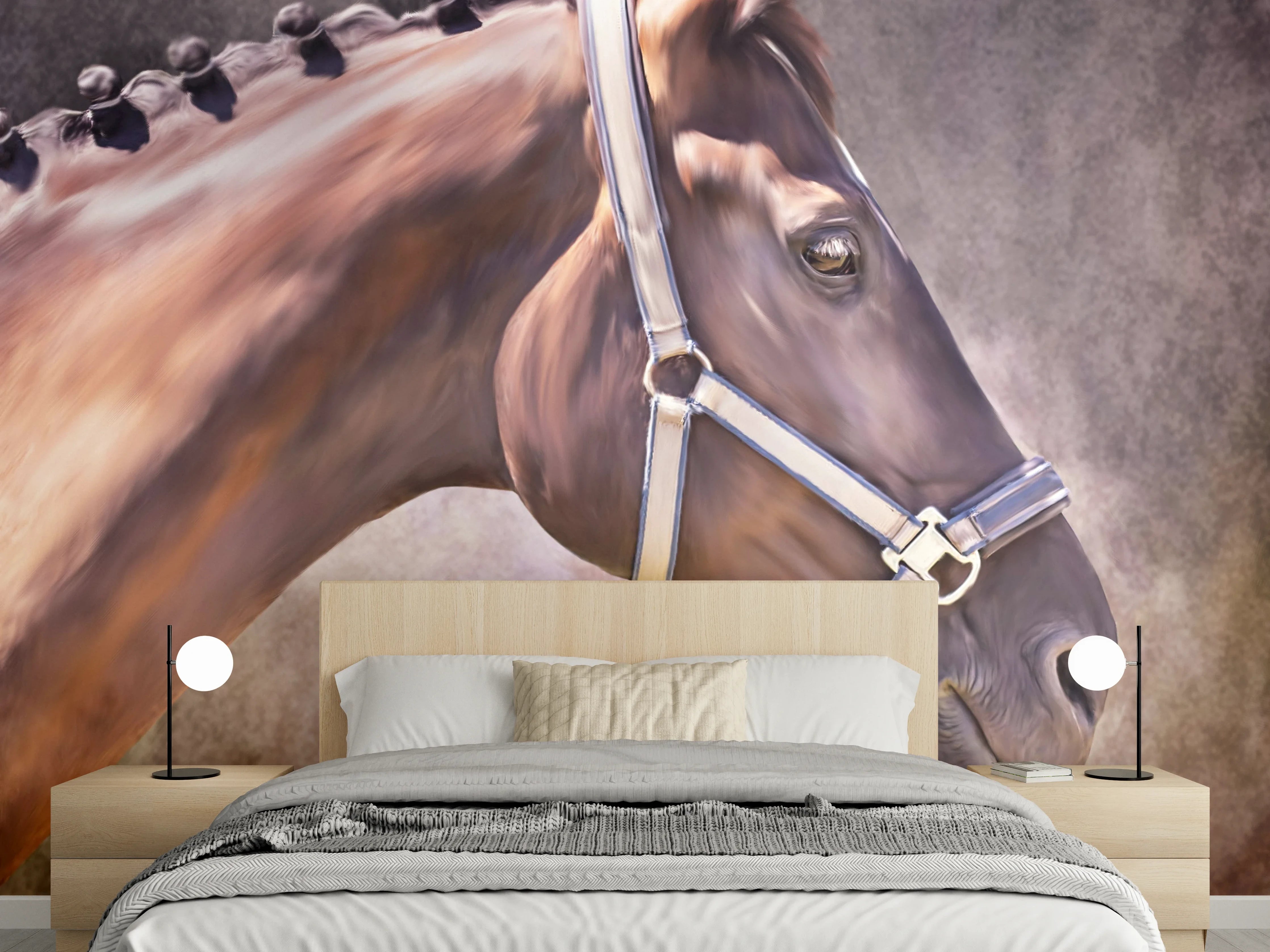 Wandverkleidung Schlafzimmer - Gemalter Pferdekopf