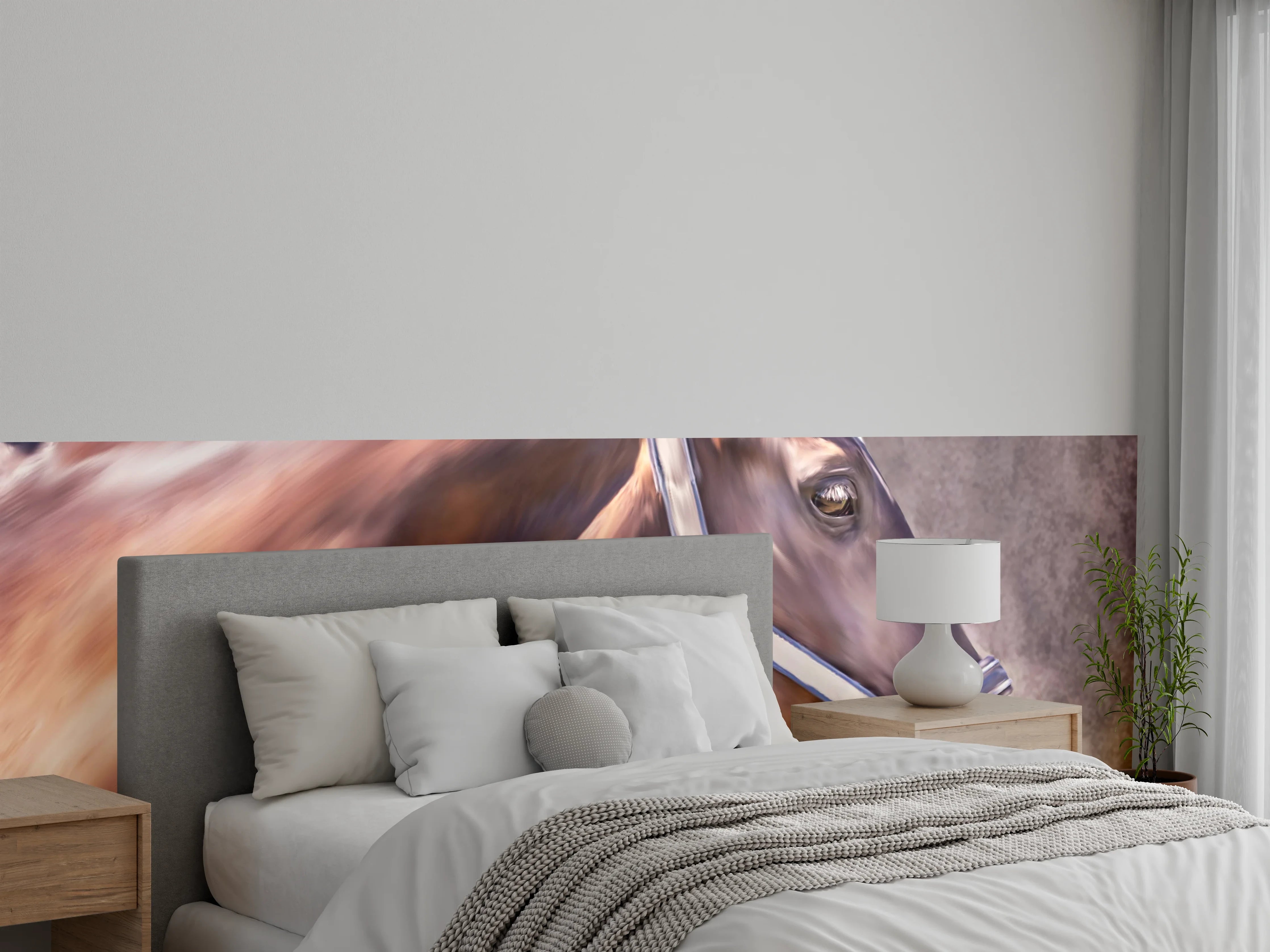 Wandverkleidung Schlafzimmer - Gemalter Pferdekopf