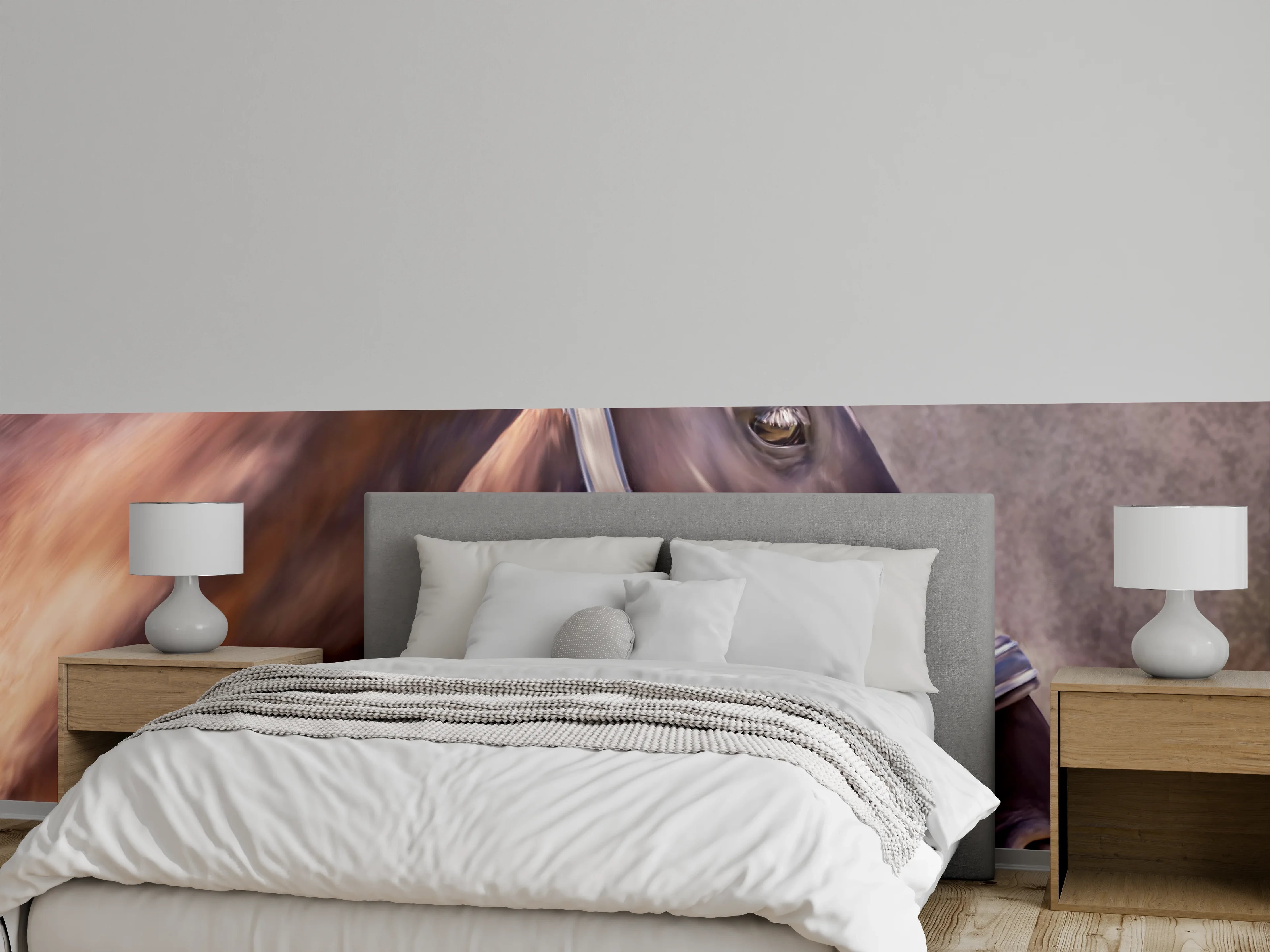 Wandverkleidung Schlafzimmer - Gemalter Pferdekopf