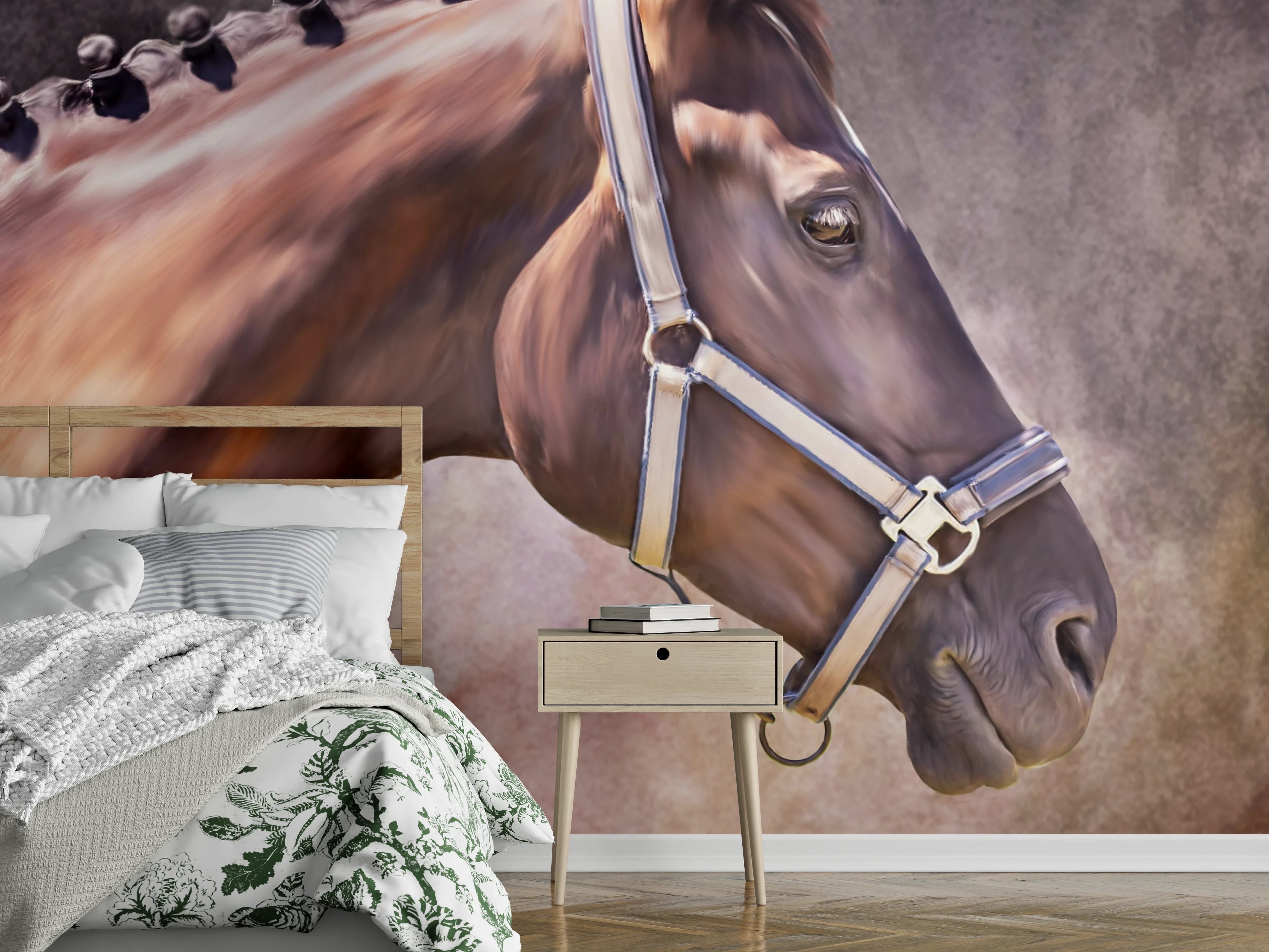 Wandverkleidung Schlafzimmer - Gemalter Pferdekopf