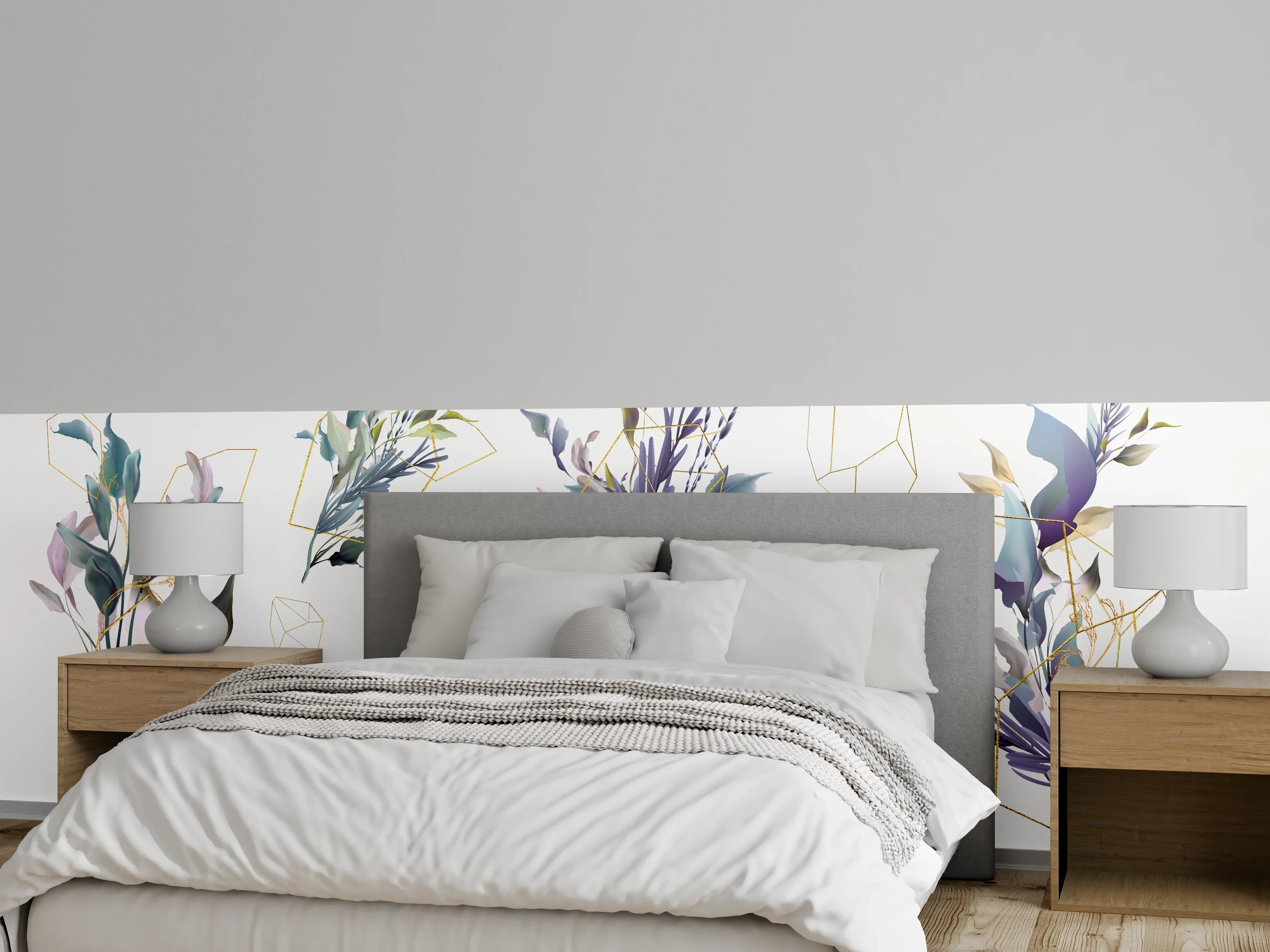 Wandverkleidung Schlafzimmer - Geometrisch-Florales Kunstwerk