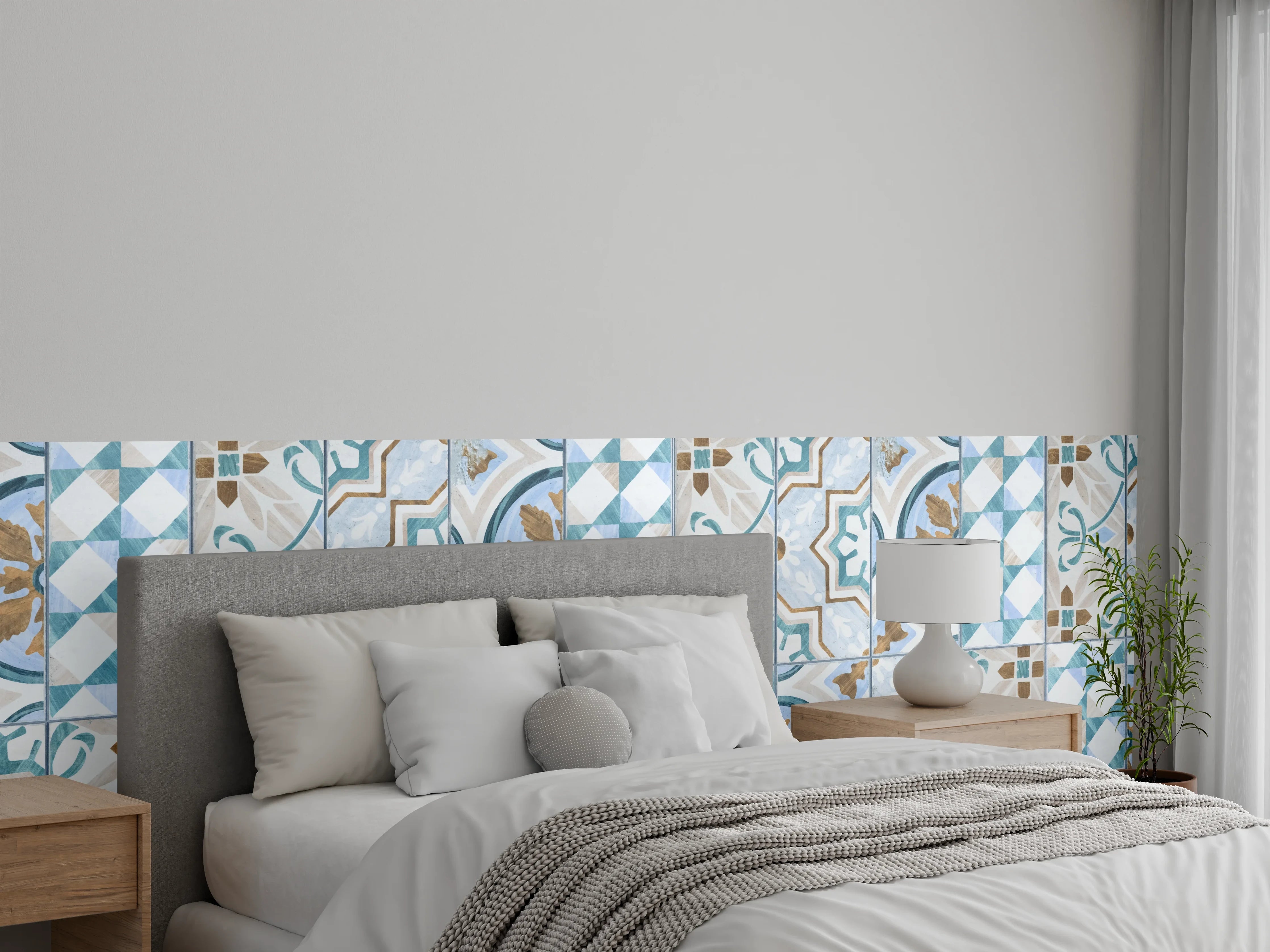 Wandverkleidung Schlafzimmer - Geometrisch rechteckige Fliesen