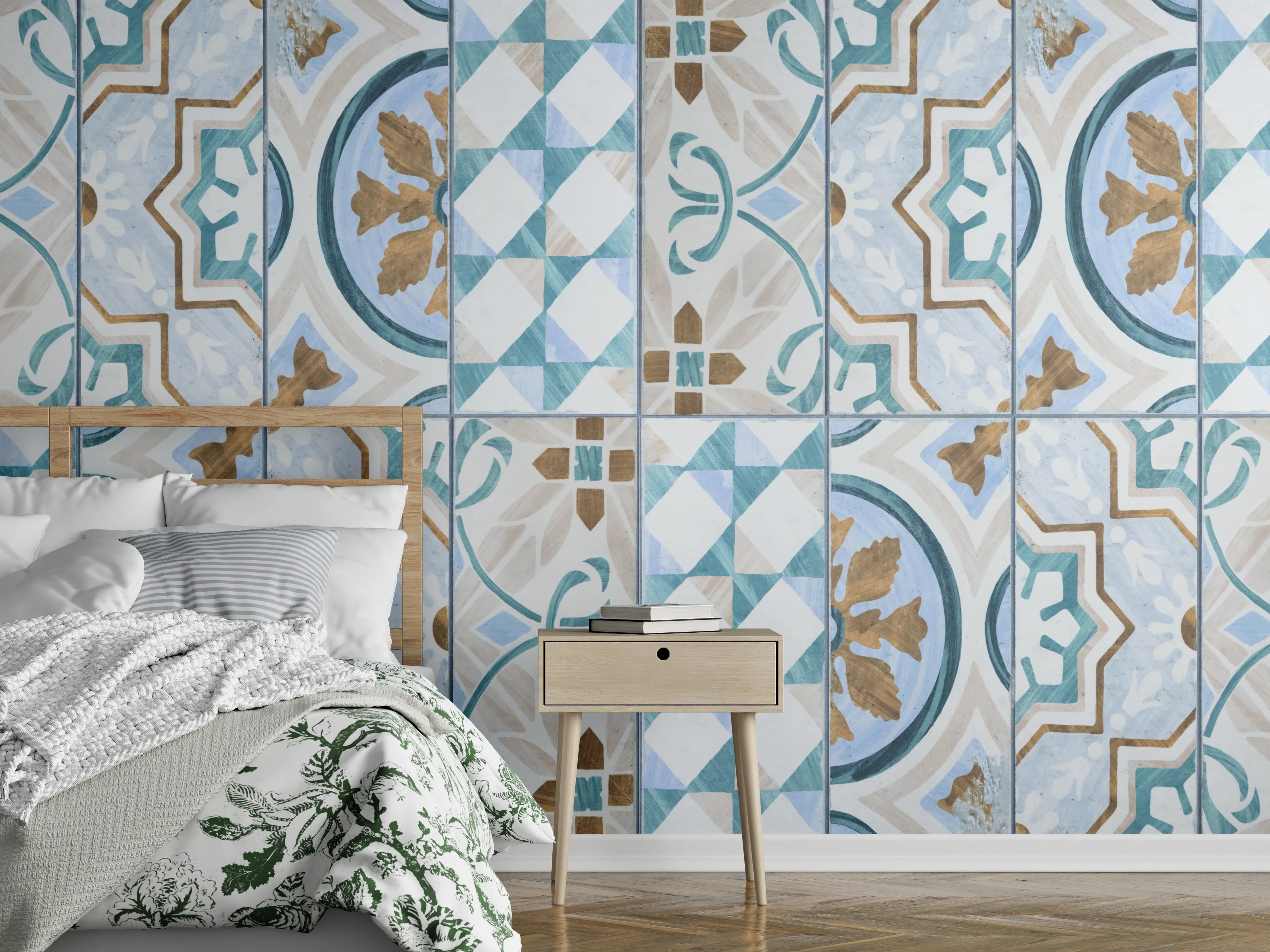 Wandverkleidung Schlafzimmer - Geometrisch rechteckige Fliesen