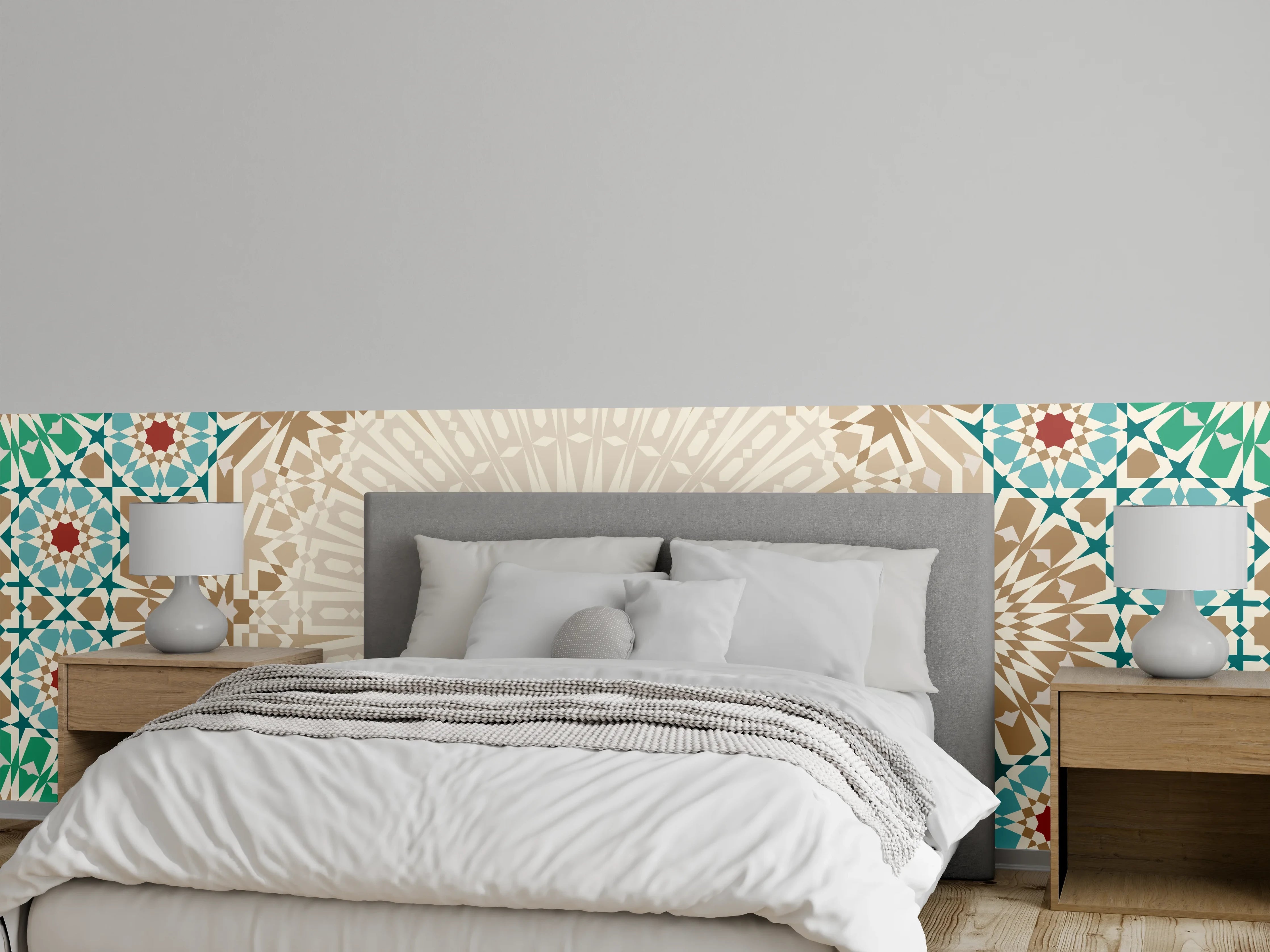 Wandverkleidung Schlafzimmer - Geometrische Mandala-Muster