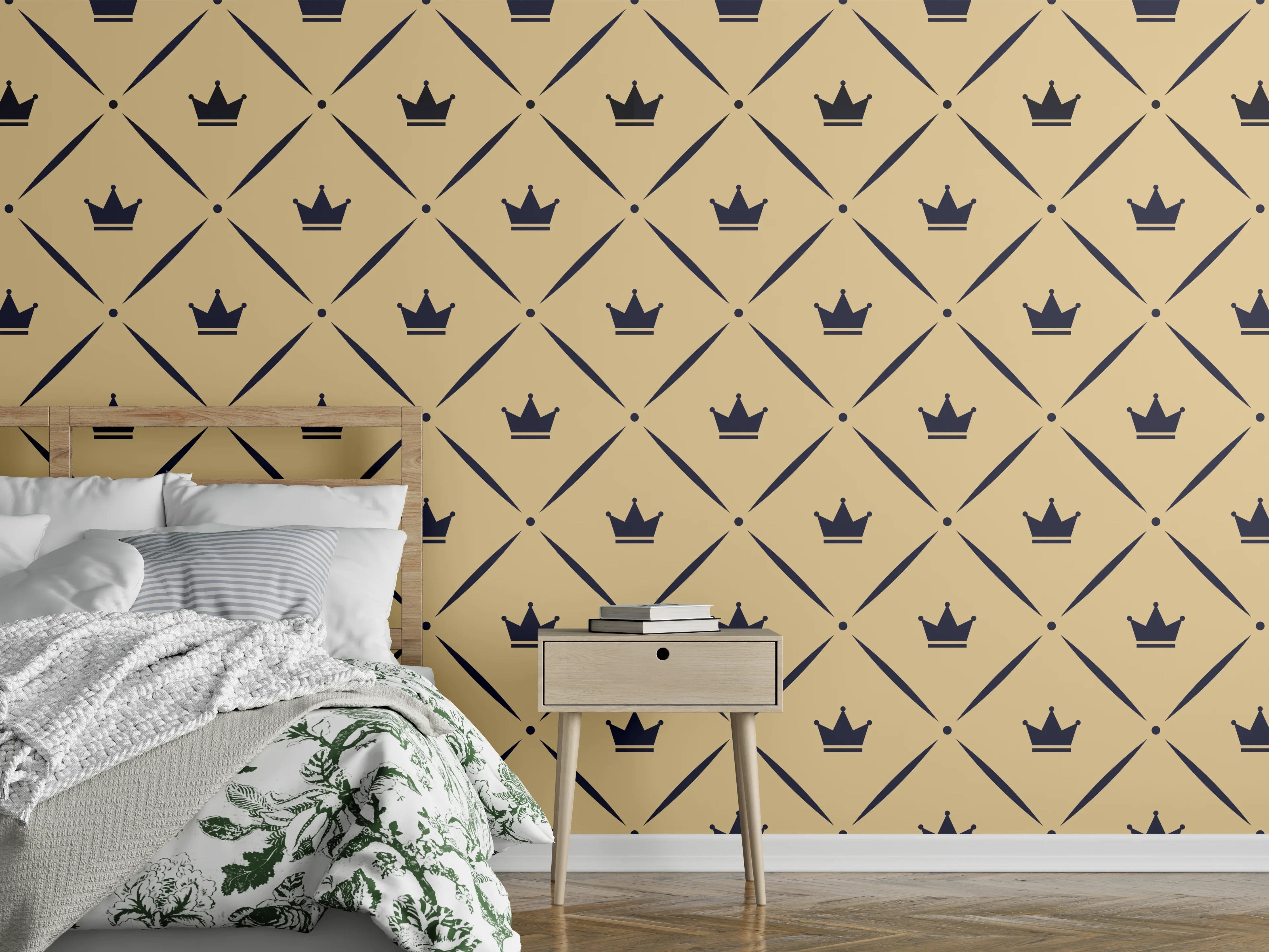 Wandverkleidung Schlafzimmer - Geometrisches Beige-Braun Muster