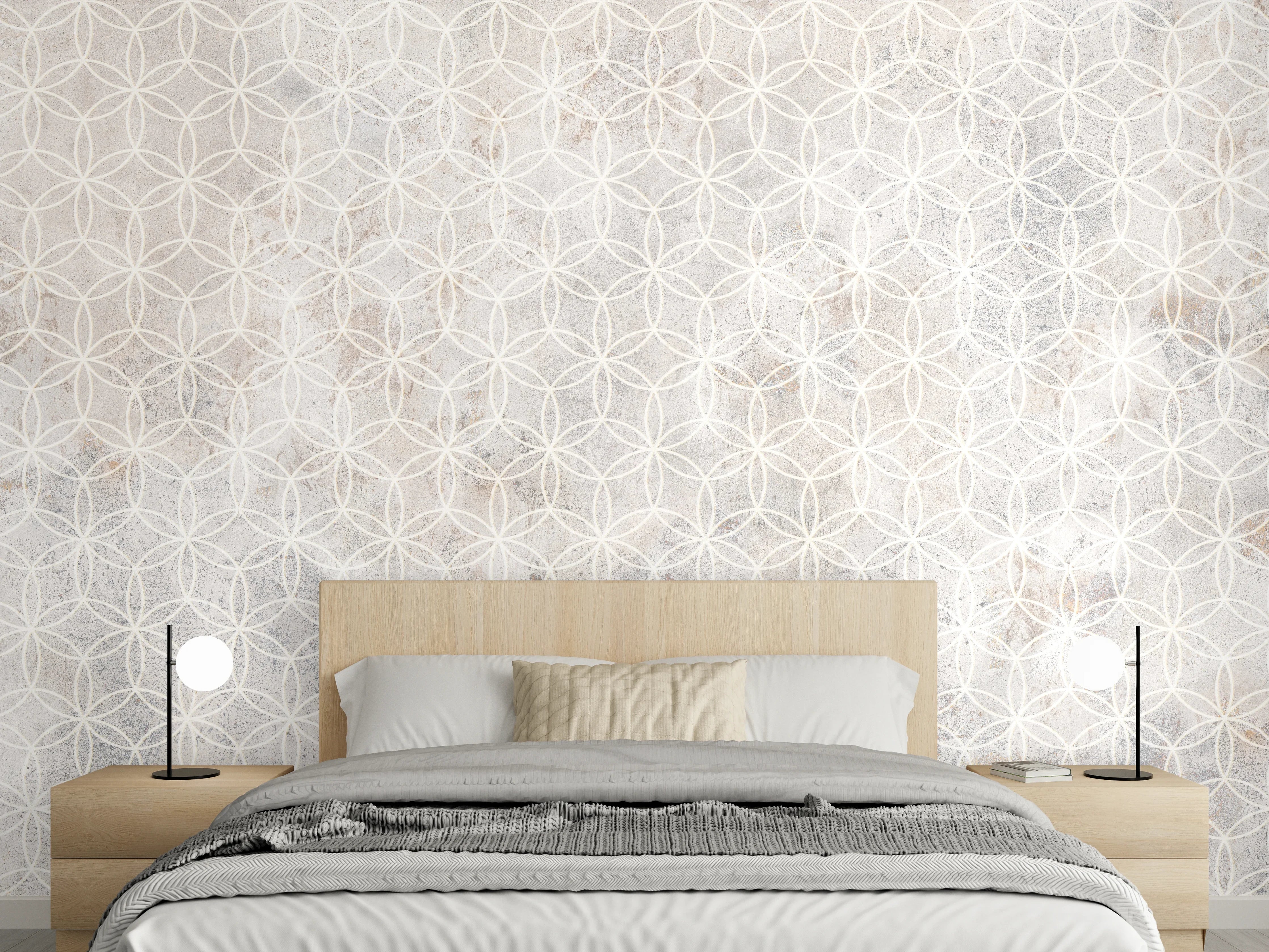 Wandverkleidung Schlafzimmer - Geometrisches Beton Mosaik