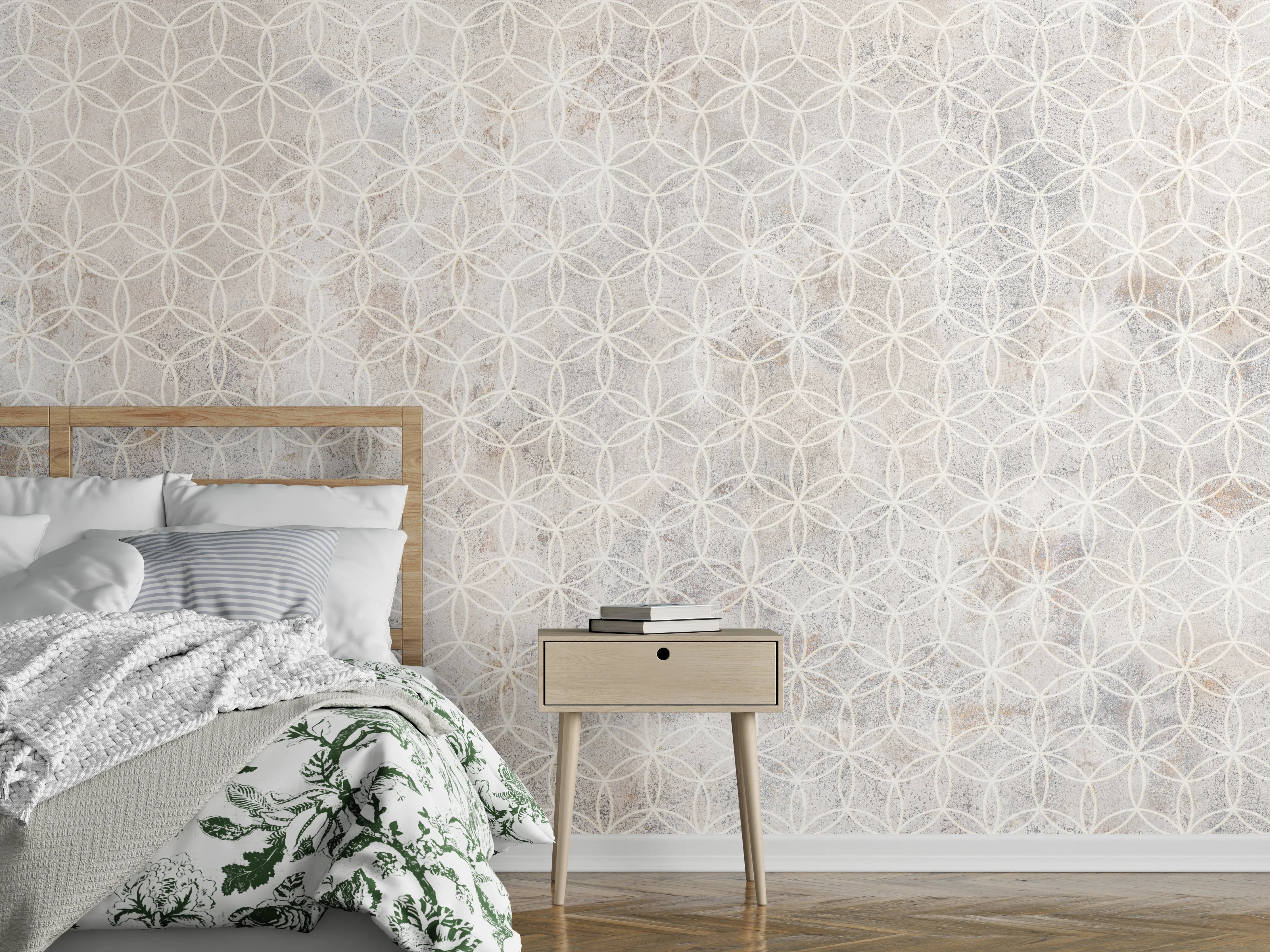 Wandverkleidung Schlafzimmer - Geometrisches Beton Mosaik