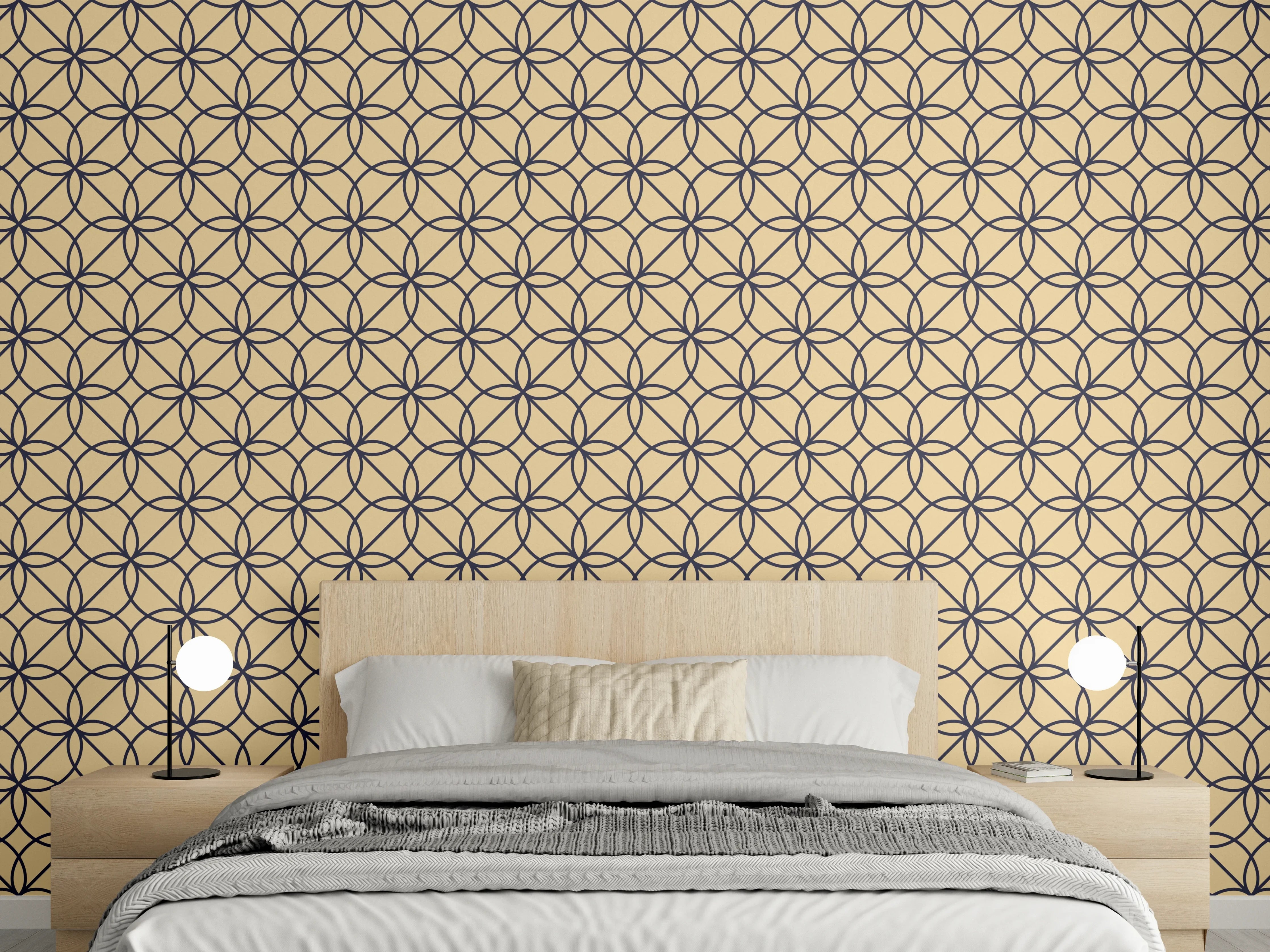 Wandverkleidung Schlafzimmer - Geometrisches Hellbraun Muster