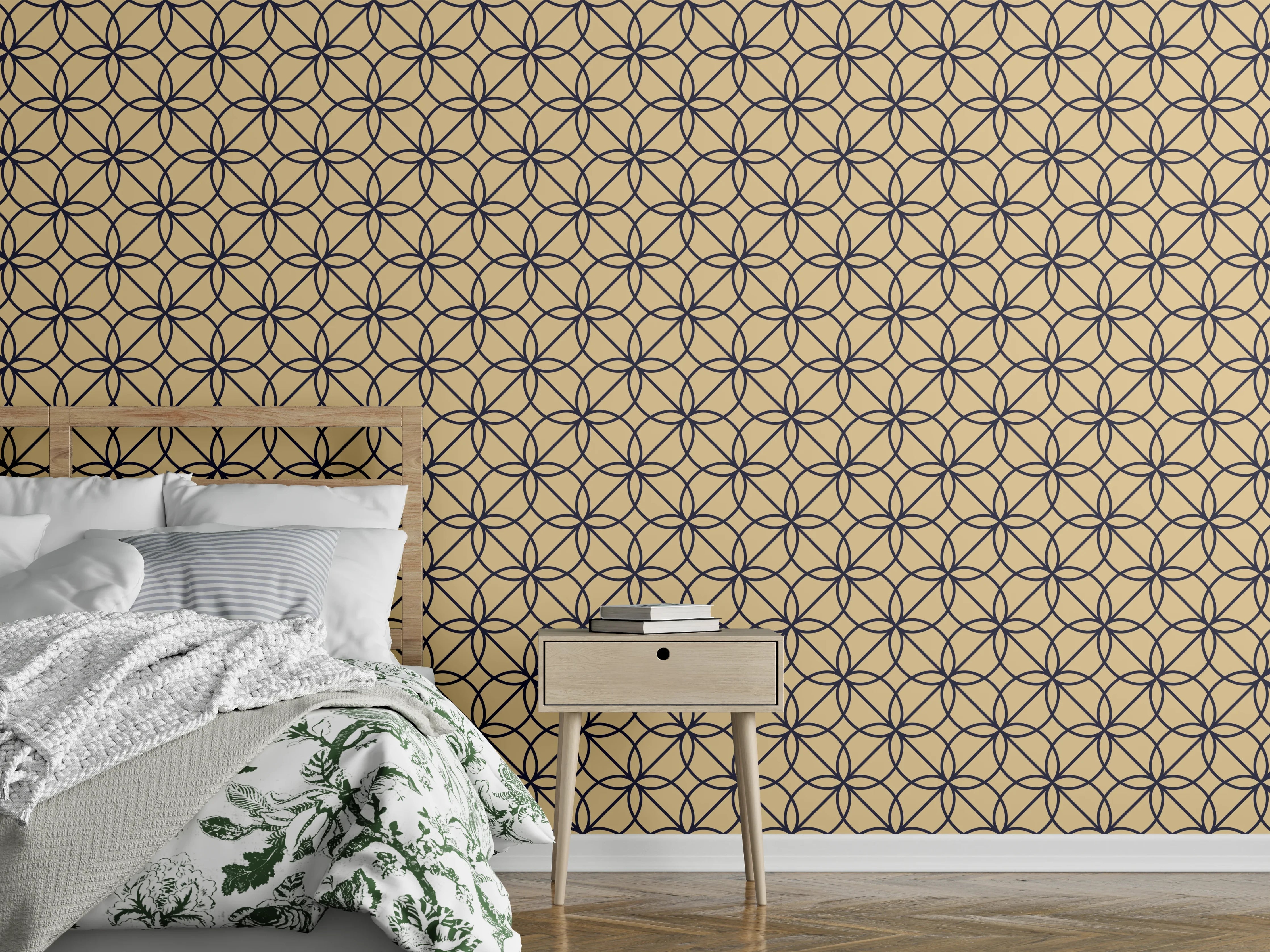 Wandverkleidung Schlafzimmer - Geometrisches Hellbraun Muster