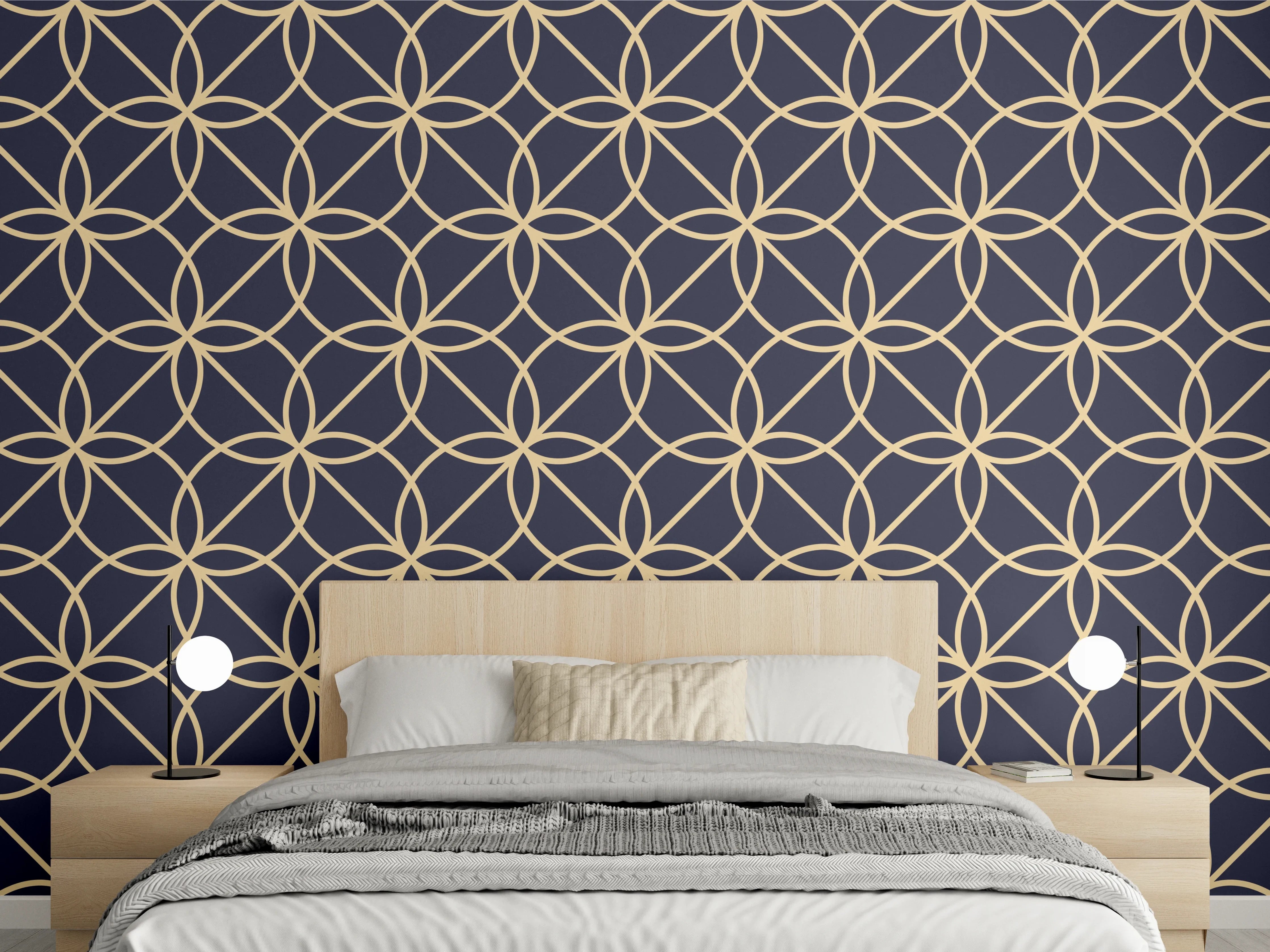 Wandverkleidung Schlafzimmer - Geometrisches Linienmuster
