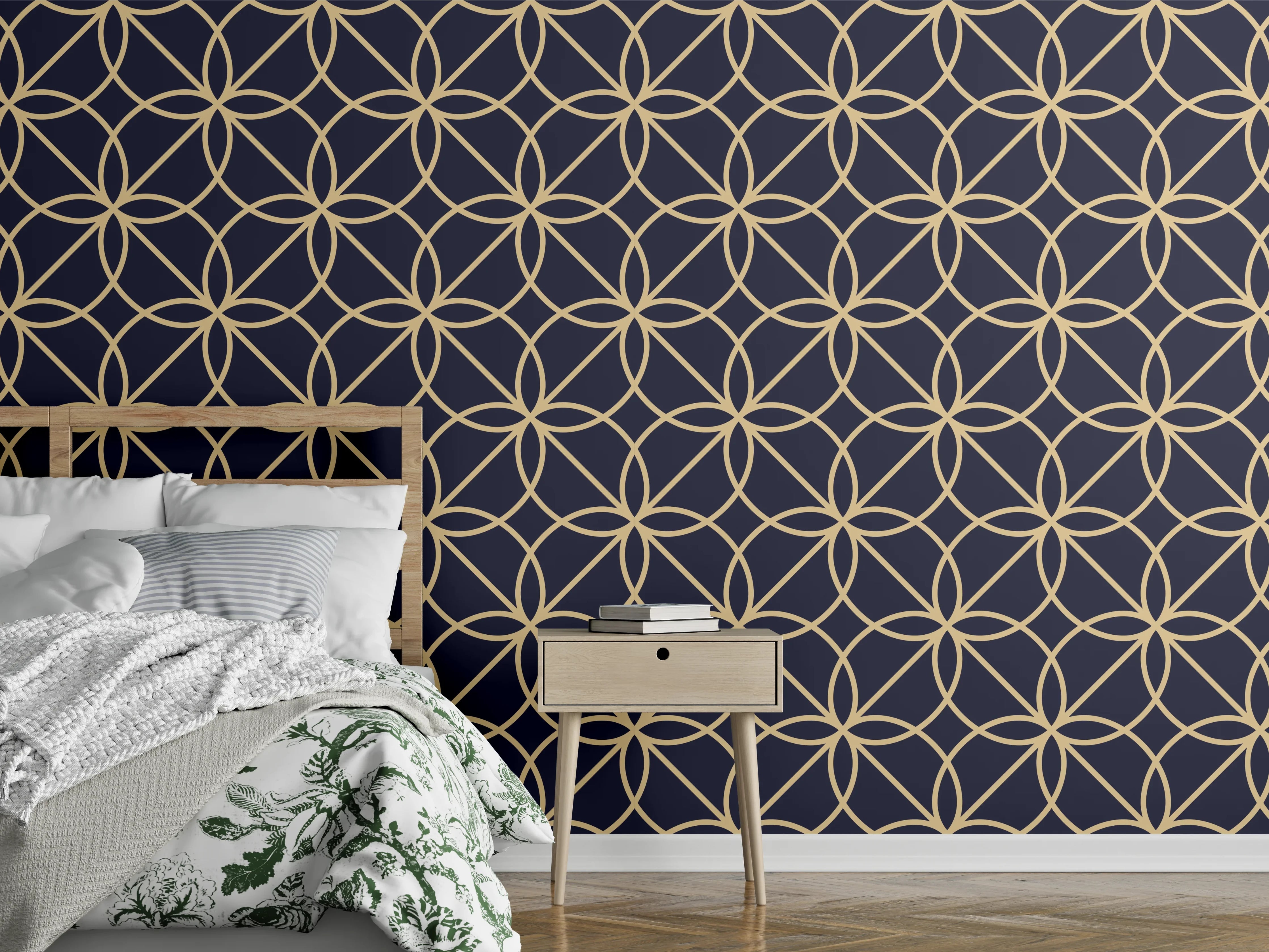 Wandverkleidung Schlafzimmer - Geometrisches Linienmuster