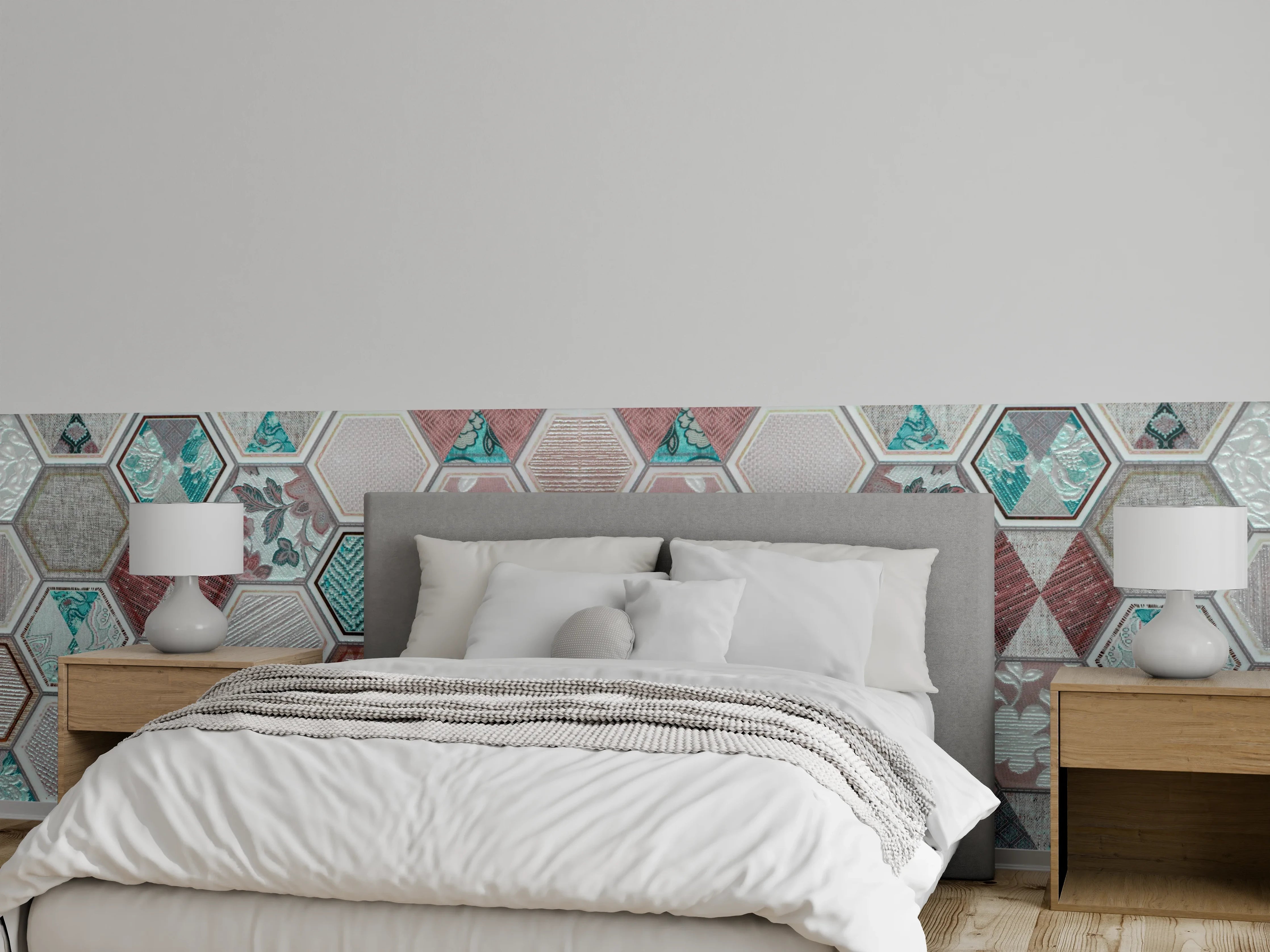 Wandverkleidung Schlafzimmer - Geometrisches Muster Pastell