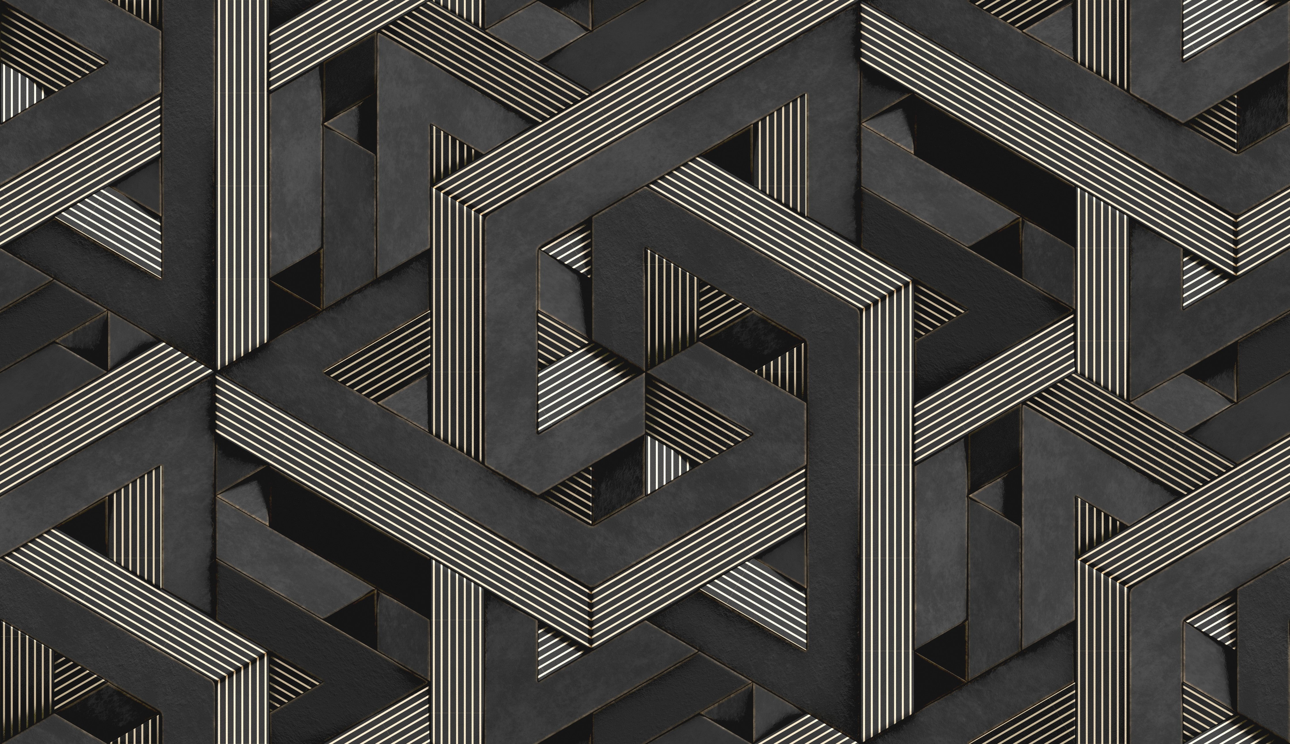 Wandverkleidung Schlafzimmer-Geometrisches Muster in Schwarz und Weiß