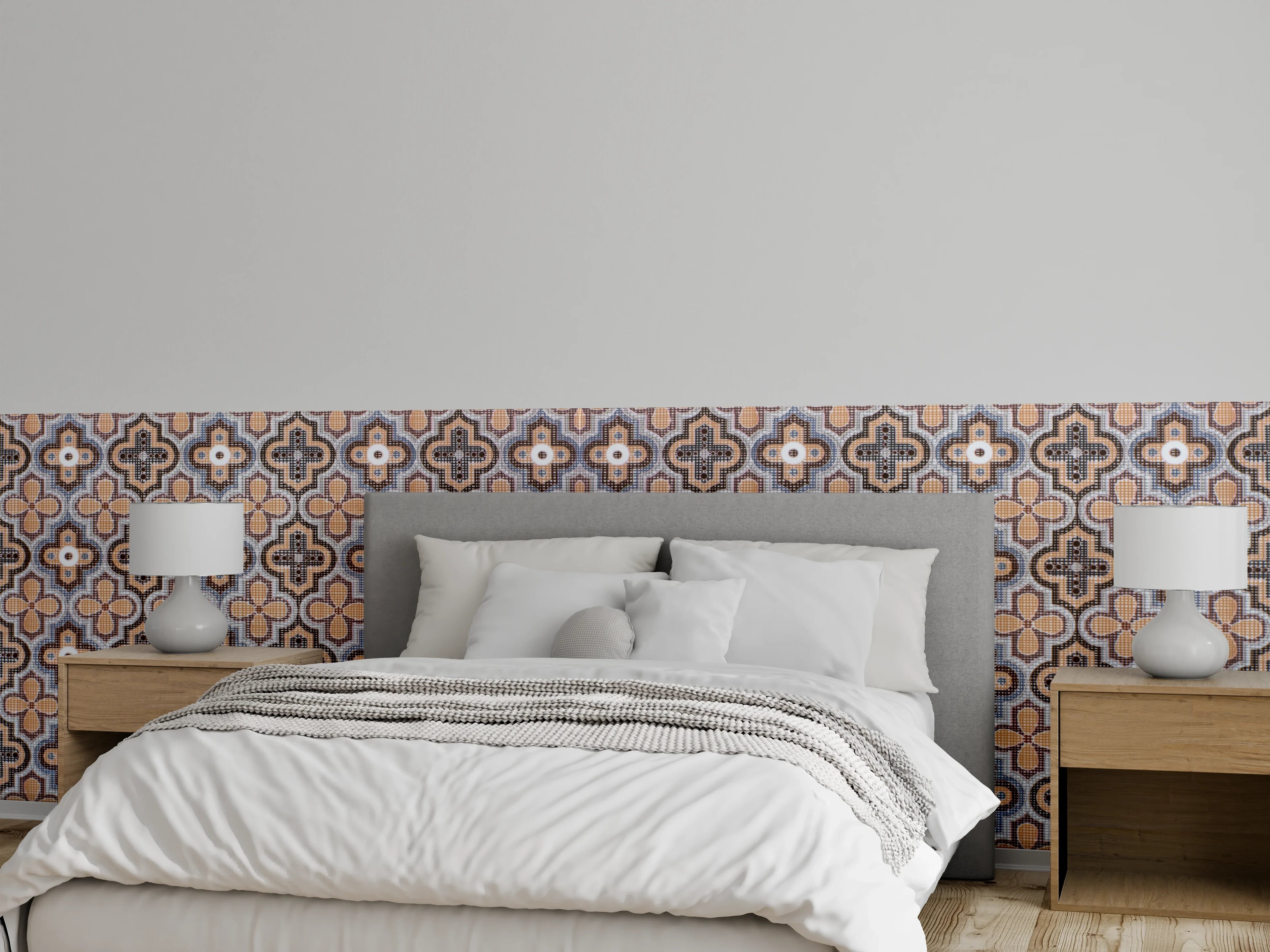 Wandverkleidung Schlafzimmer - Geometrisches Retro-Muster