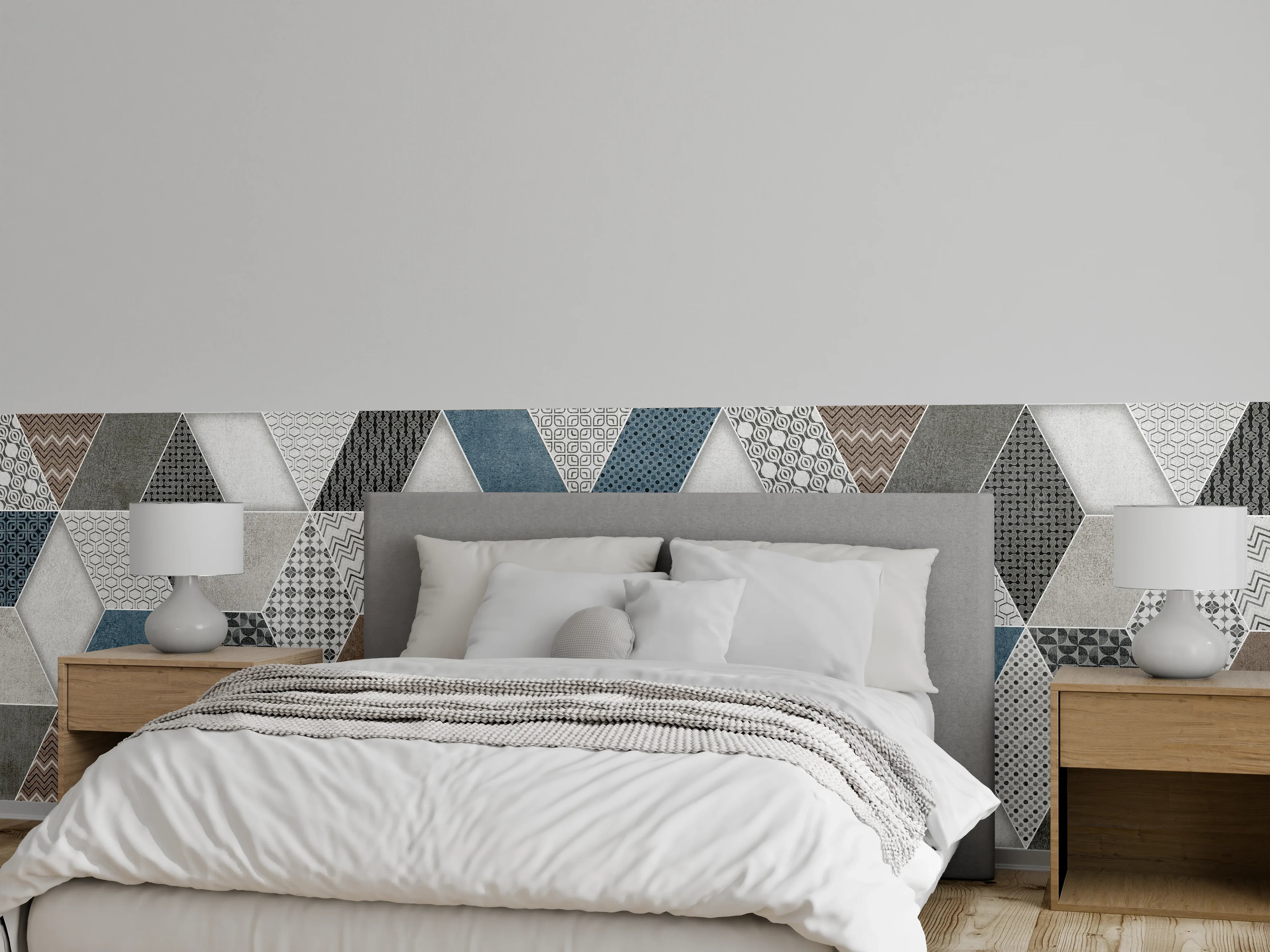 Wandverkleidung Schlafzimmer - Geometrischse Retro-Fliesen Muster